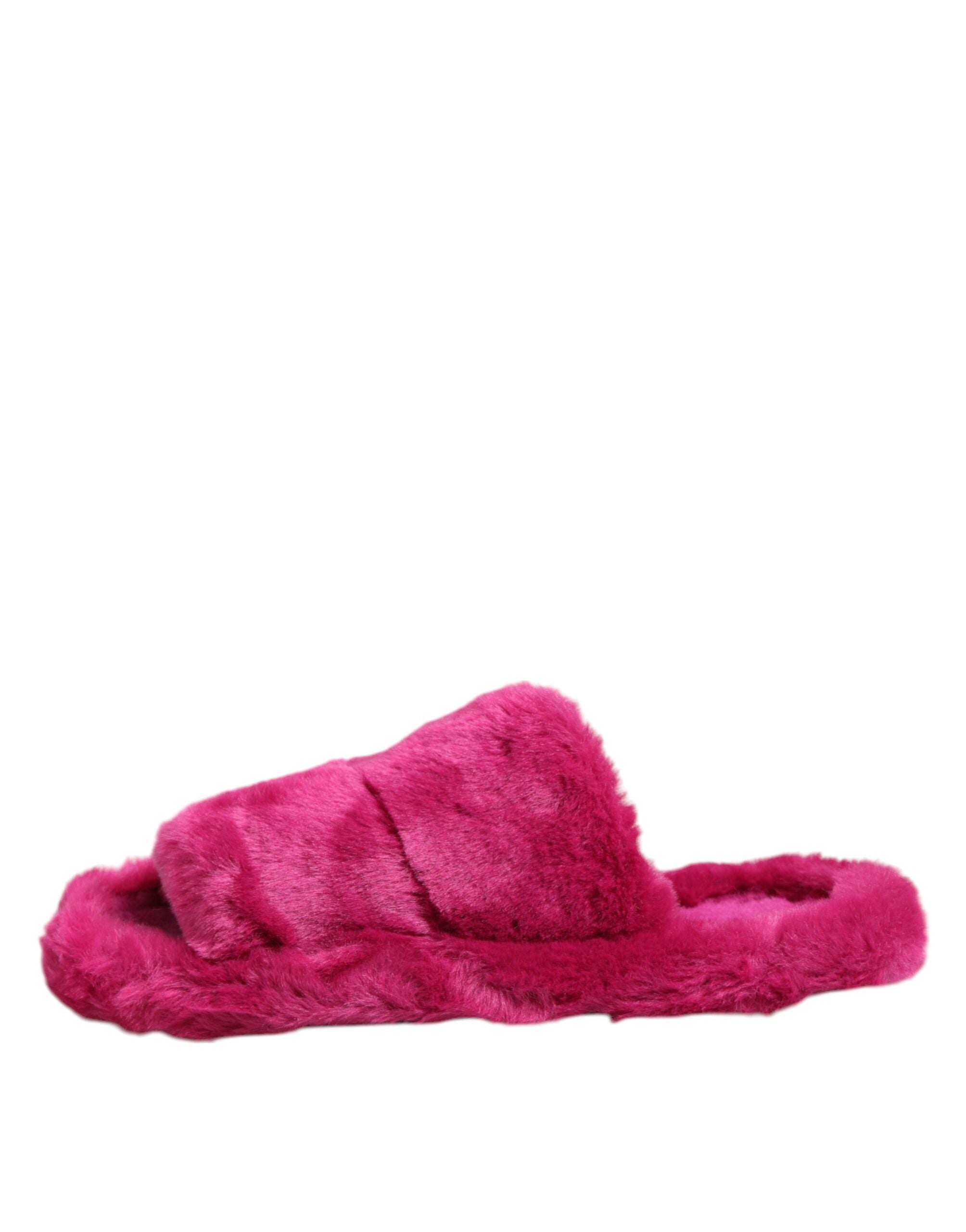 Dolce &amp; Gabbana Pink Akryl Imiteret Pels Herre Flade Sandaler Sko