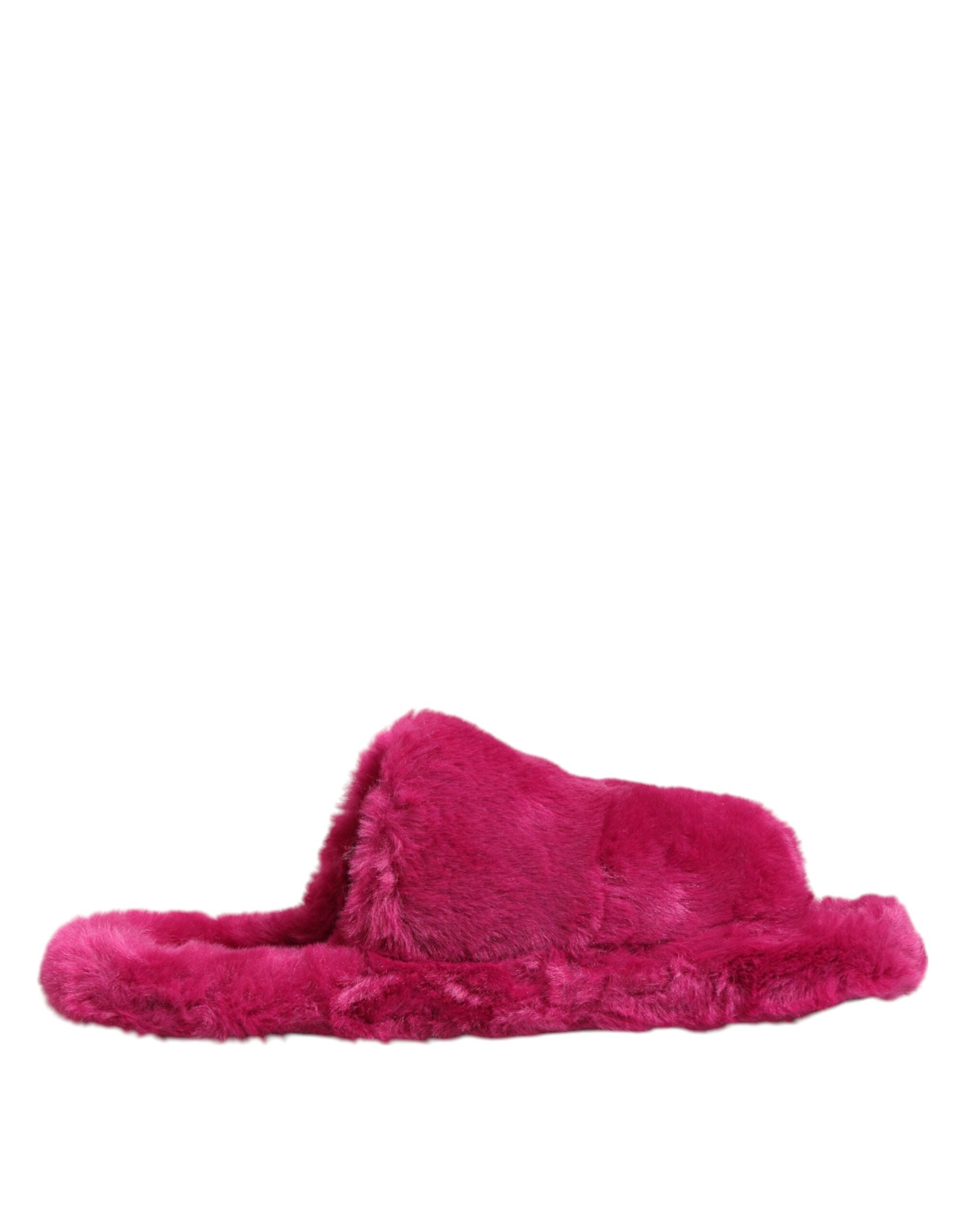Dolce &amp; Gabbana Pink Akryl Imiteret Pels Herre Flade Sandaler Sko