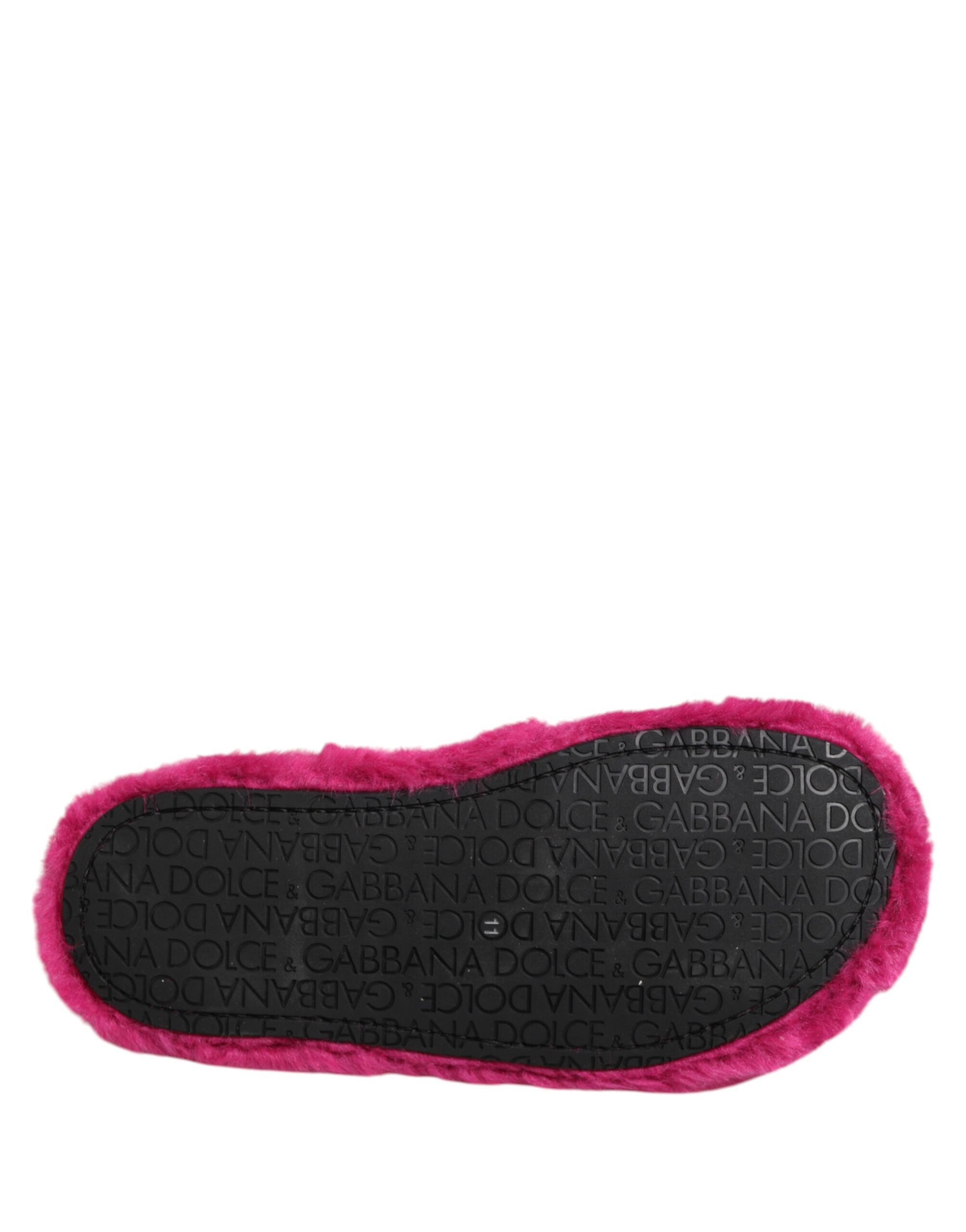 Dolce &amp; Gabbana Pink Akryl Imiteret Pels Herre Flade Sandaler Sko