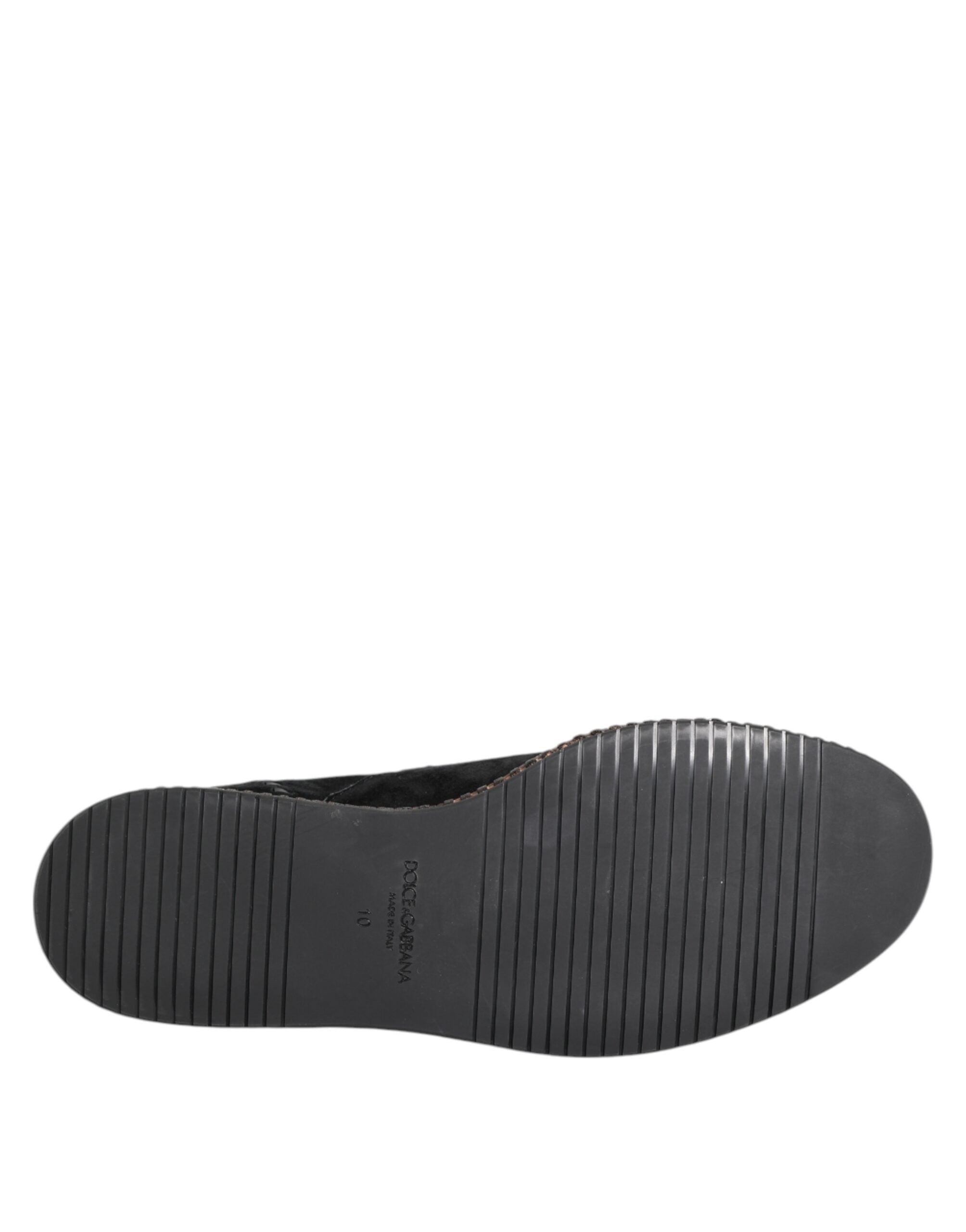 Dolce & Gabbana Black Suede Tassel Embellished Loafers Shoes