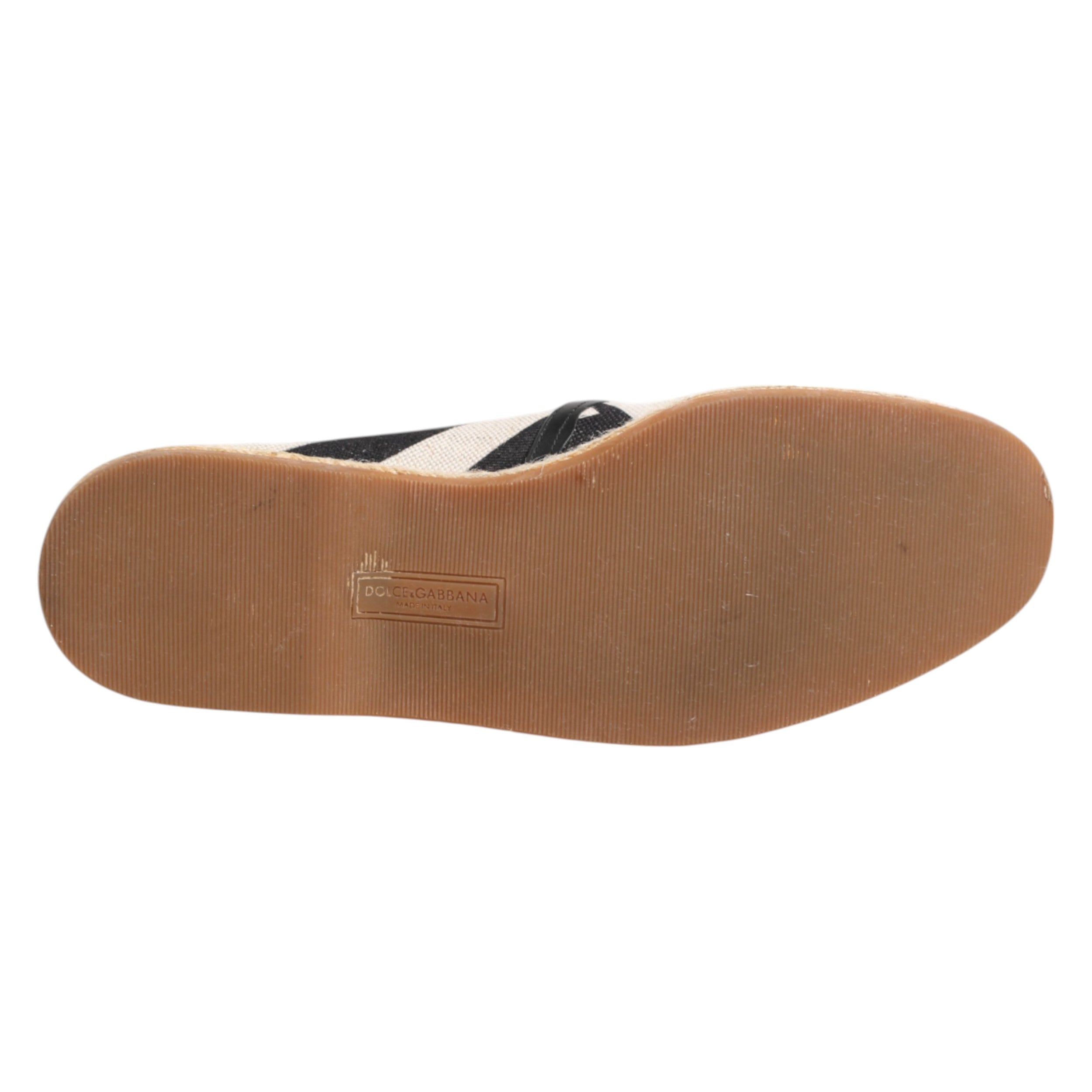Dolce &amp; Gabbana Sorte Hvide Stribede Flade Espadrille Sko