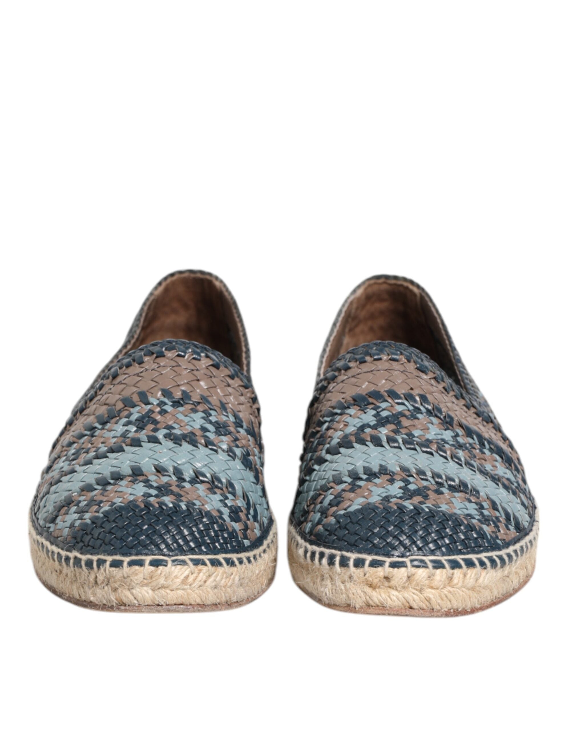 Dolce &amp; Gabbana blå grå vævet læder Buffalo Espadrille sko