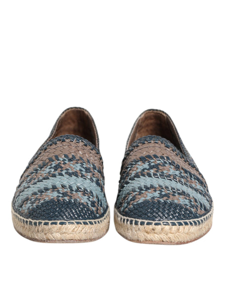 Dolce &amp; Gabbana blå grå vævet læder Buffalo Espadrille sko