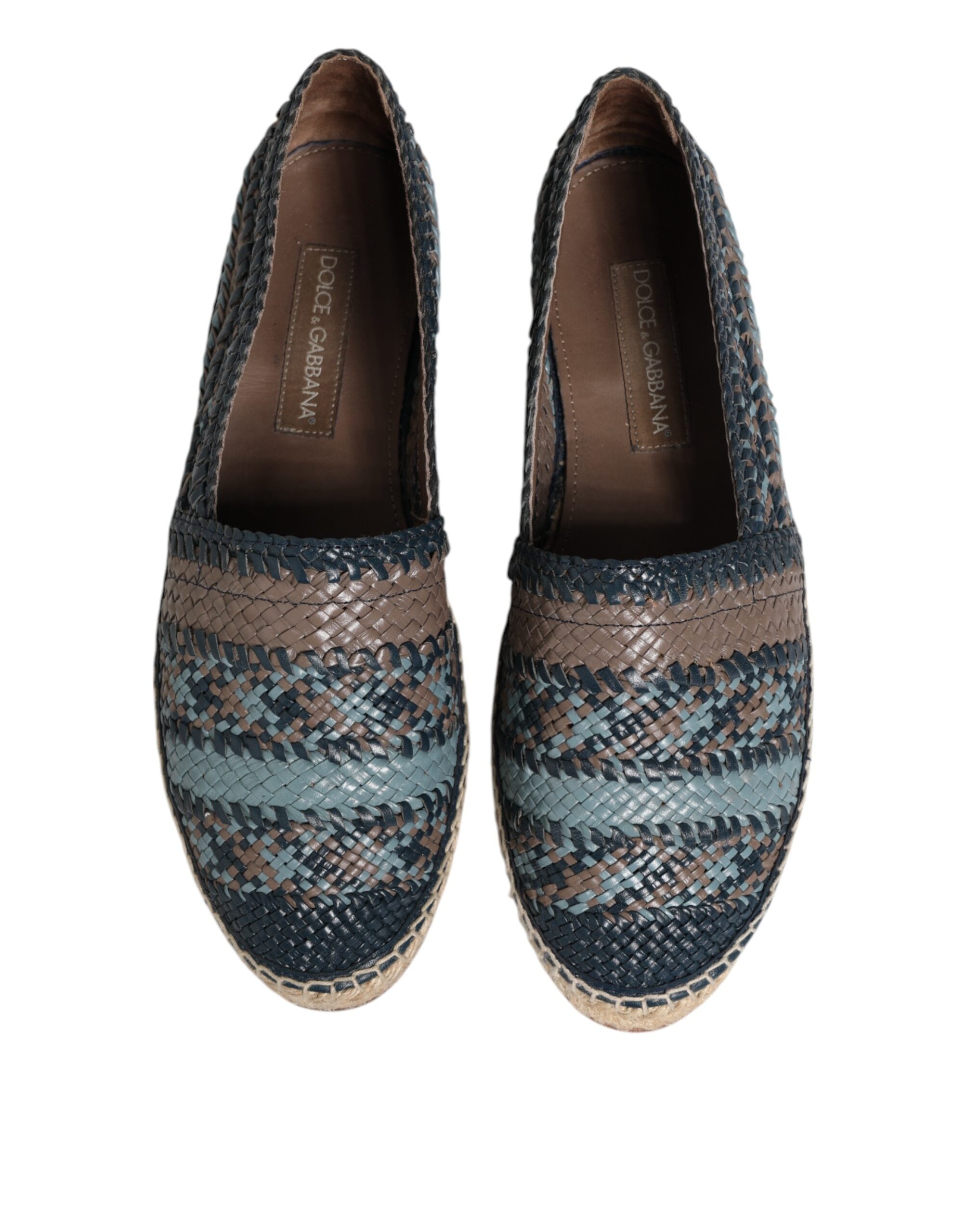 Dolce &amp; Gabbana blå grå vævet læder Buffalo Espadrille sko