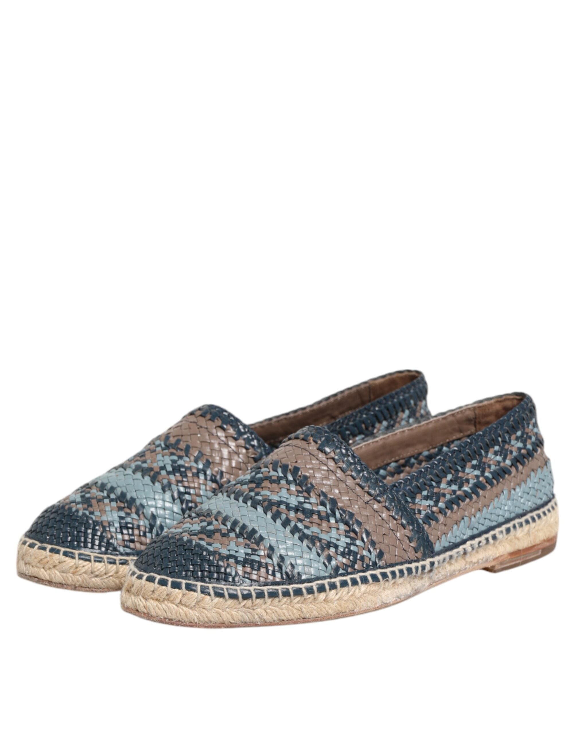 Dolce &amp; Gabbana blå grå vævet læder Buffalo Espadrille sko