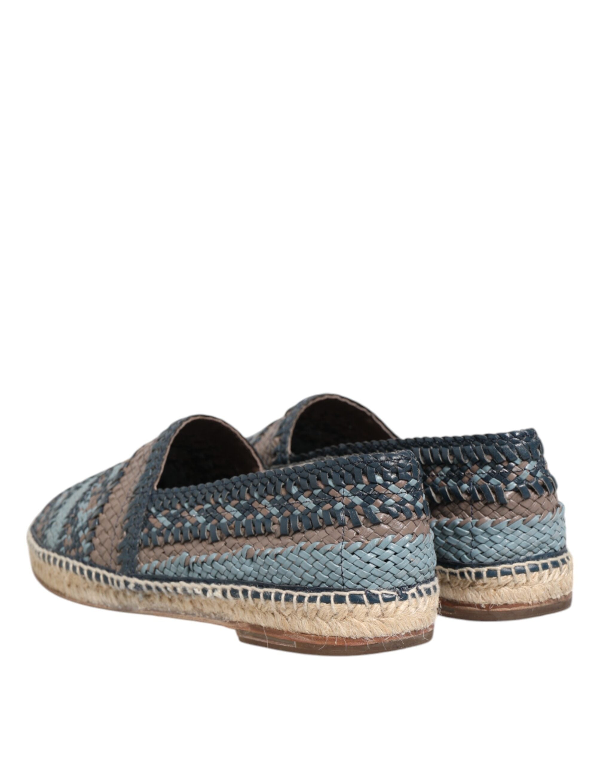 Dolce &amp; Gabbana blå grå vævet læder Buffalo Espadrille sko