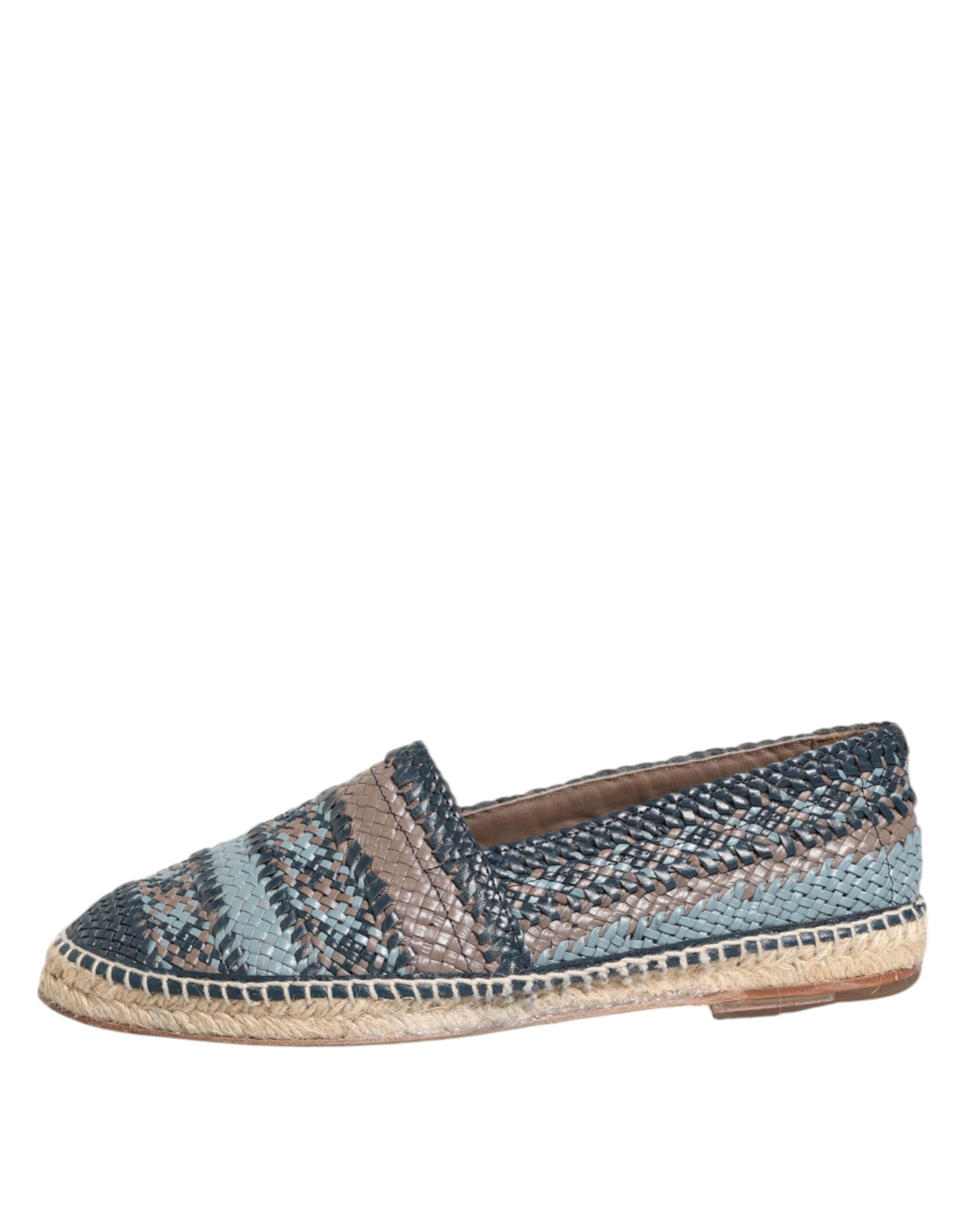 Dolce &amp; Gabbana blå grå vævet læder Buffalo Espadrille sko