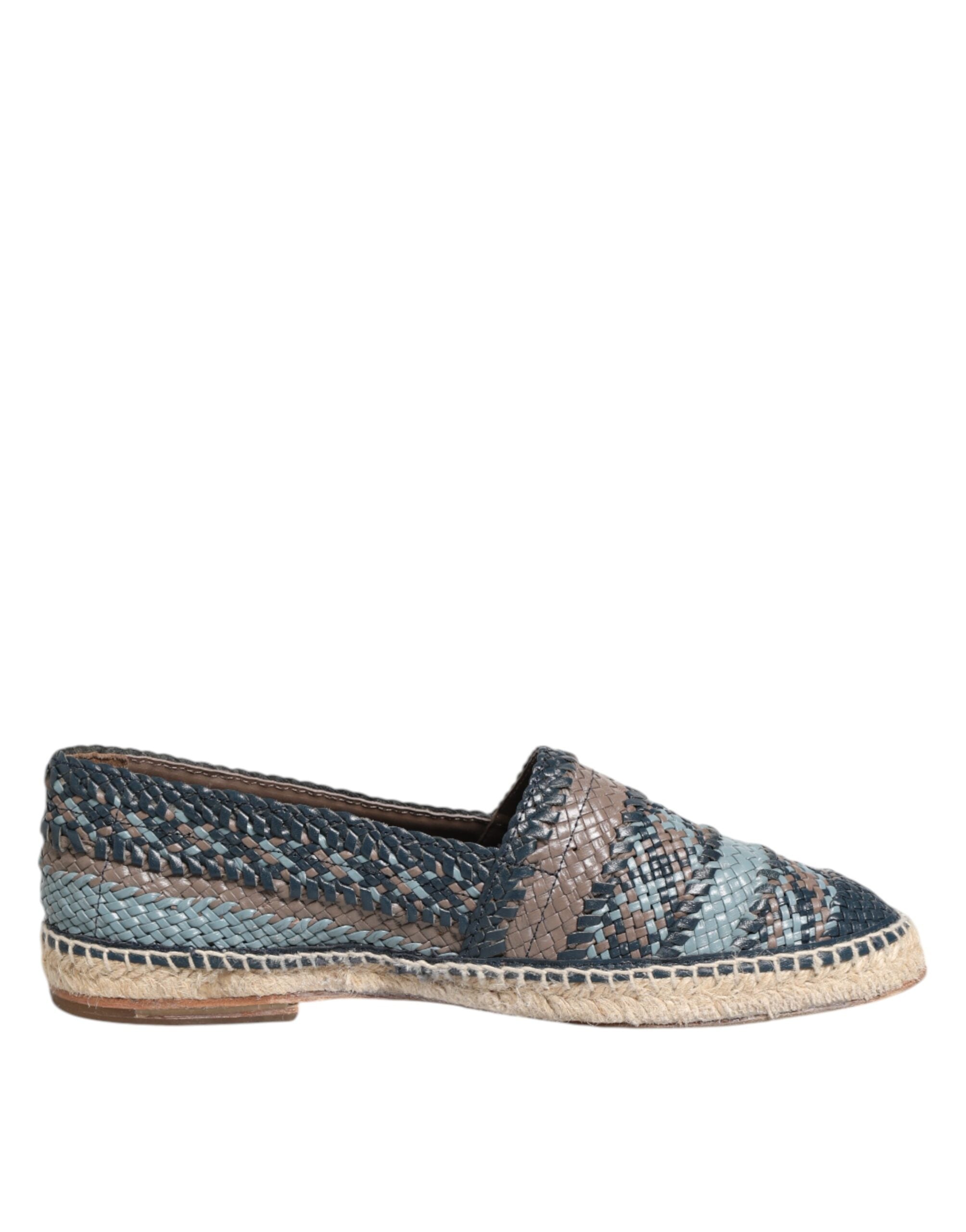 Dolce &amp; Gabbana blå grå vævet læder Buffalo Espadrille sko