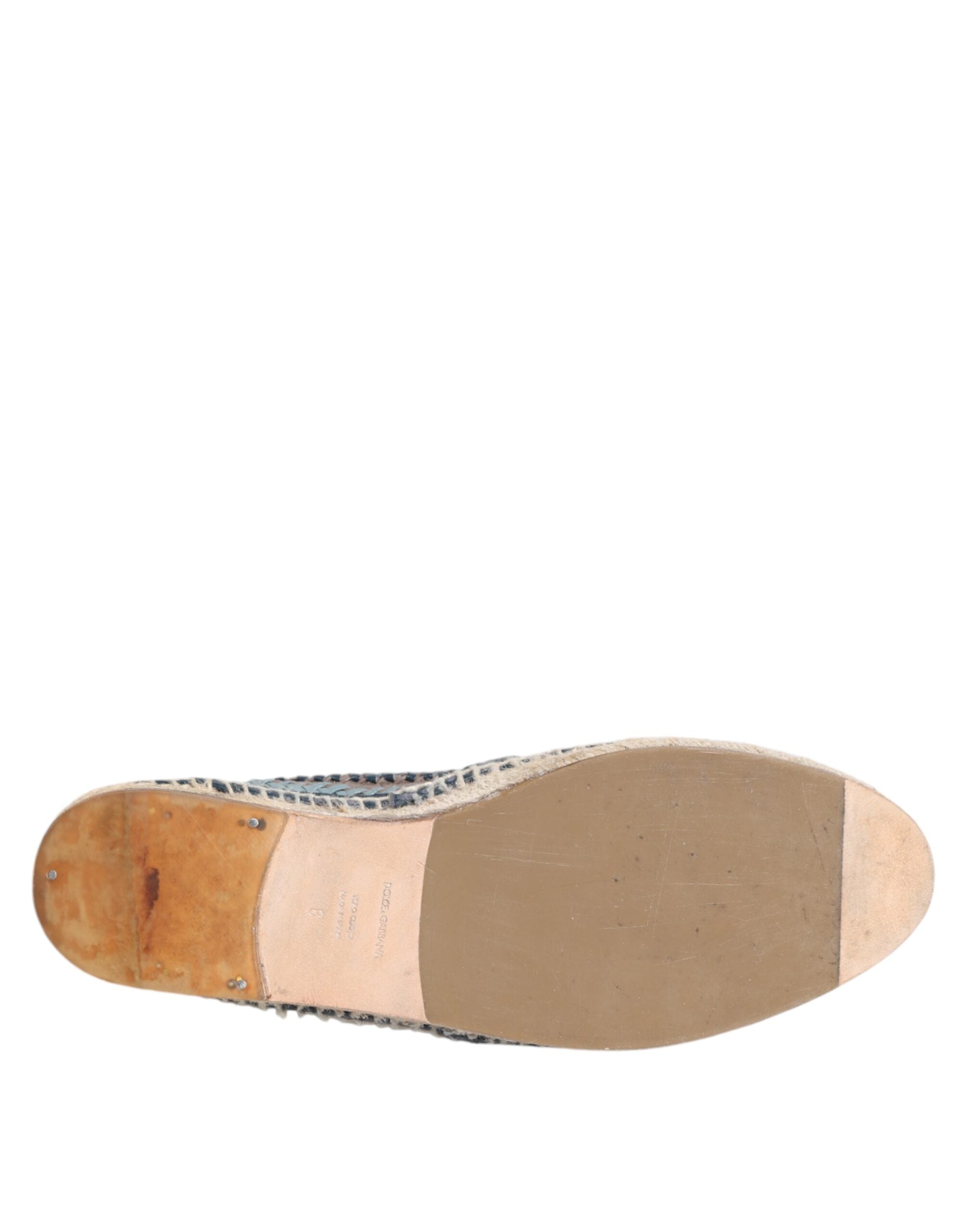 Dolce &amp; Gabbana blå grå vævet læder Buffalo Espadrille sko