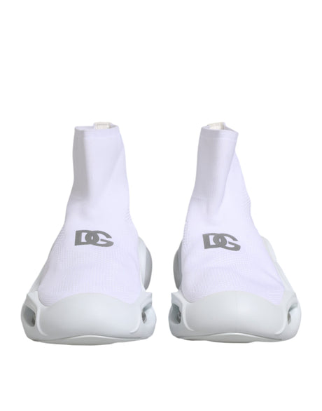 Dolce & Gabbana White Silver Slip On Wave Socks Sneakers Shoes