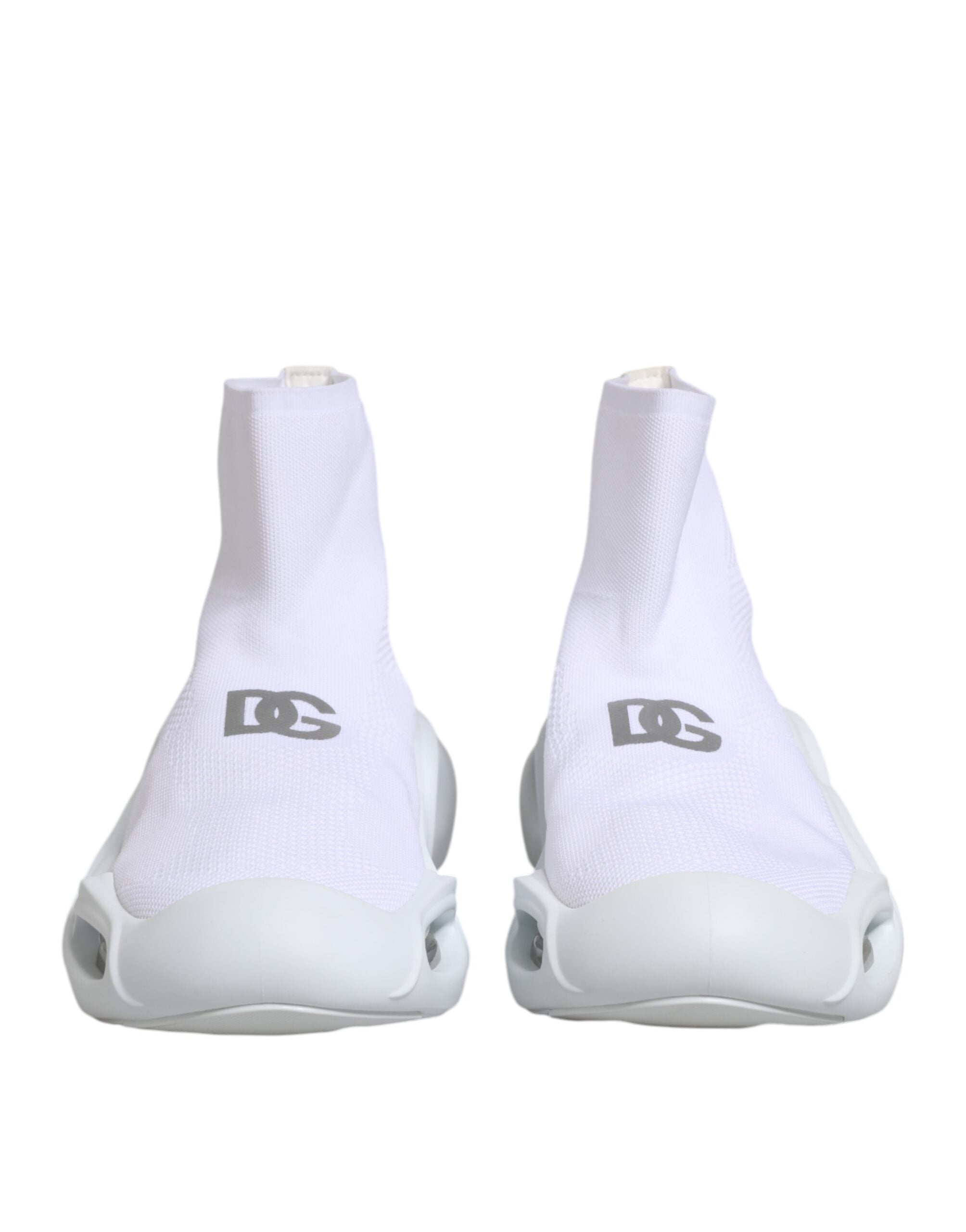 Dolce &amp; Gabbana Hvide Sølv Slip On Wave Sokker Sneakers Sko