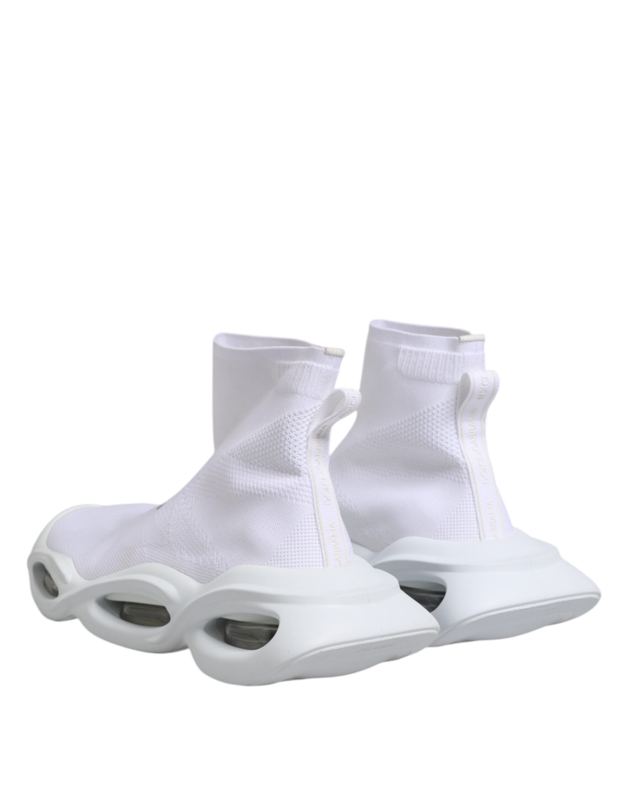 Dolce &amp; Gabbana Hvide Sølv Slip On Wave Sokker Sneakers Sko