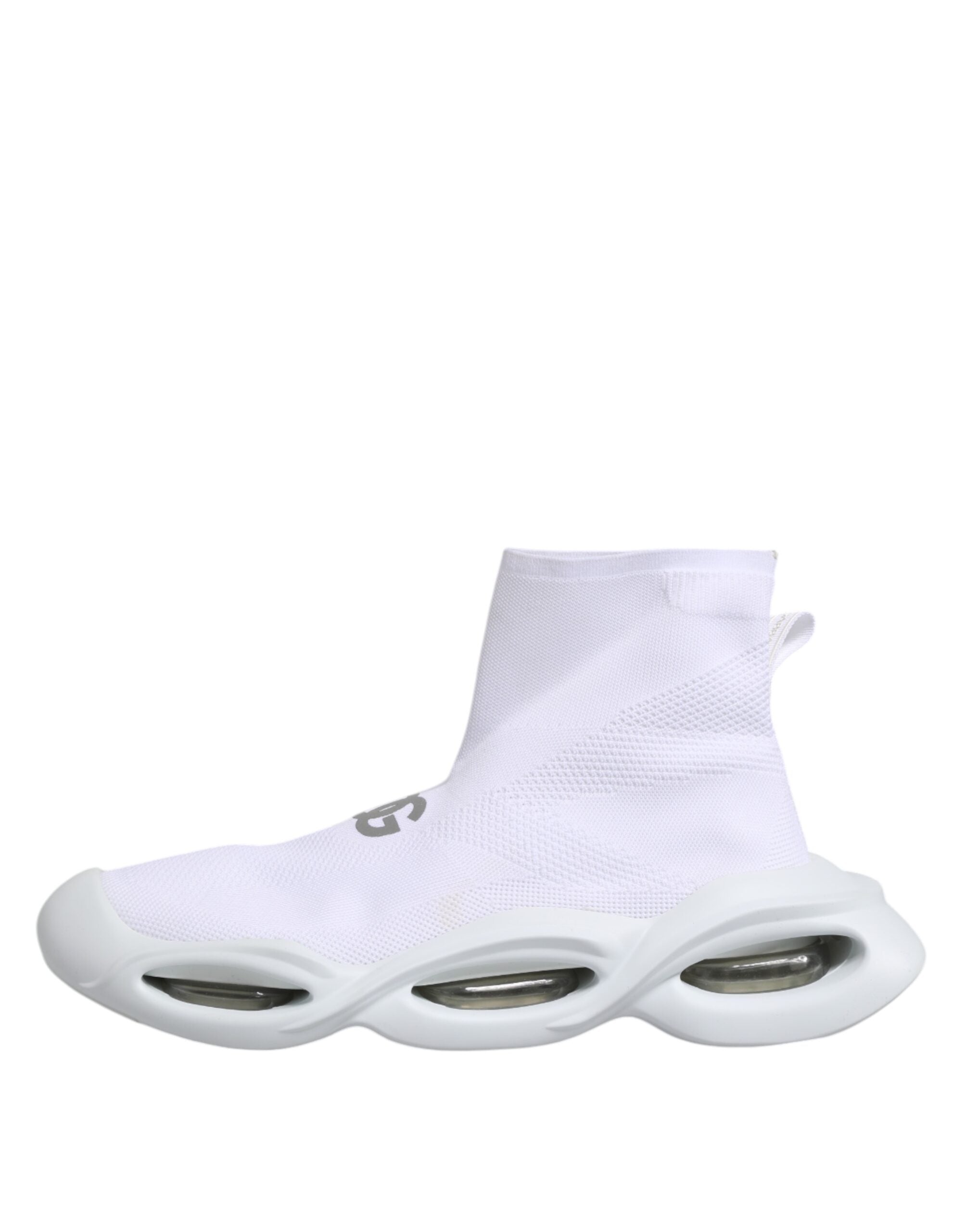 Dolce &amp; Gabbana Hvide Sølv Slip On Wave Sokker Sneakers Sko