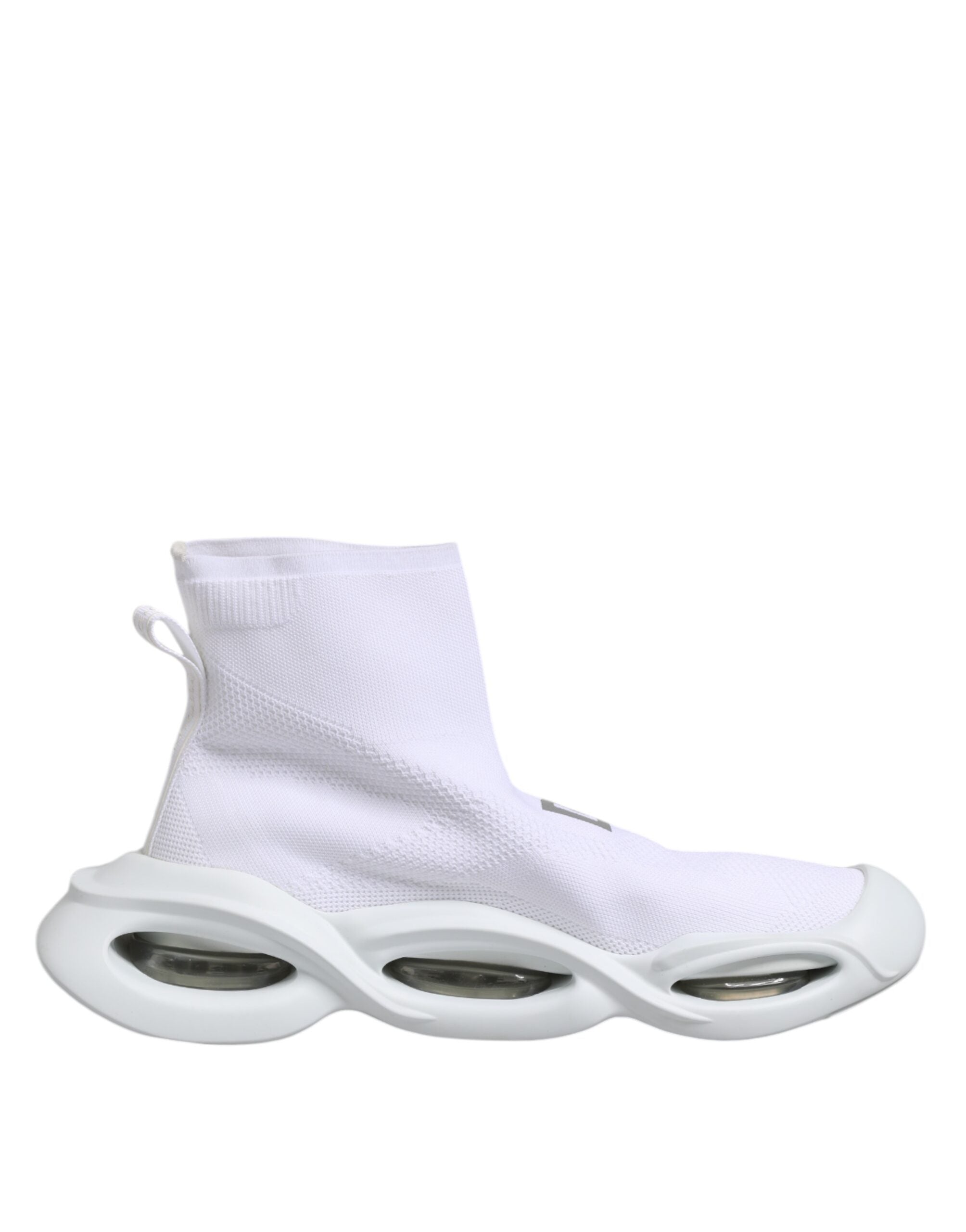 Dolce &amp; Gabbana Hvide Sølv Slip On Wave Sokker Sneakers Sko