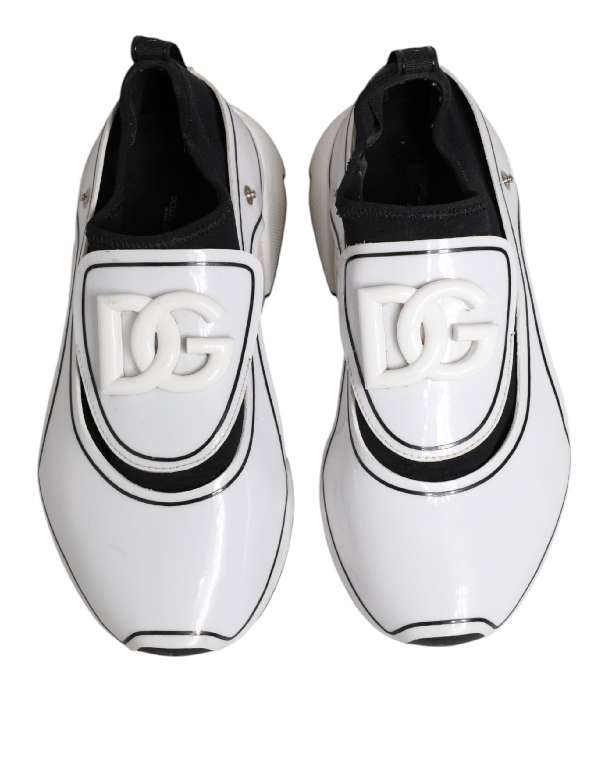 Dolce &amp; Gabbana Hvide Sorte Logo Plaque Daymaster Herre Sneakers Sko