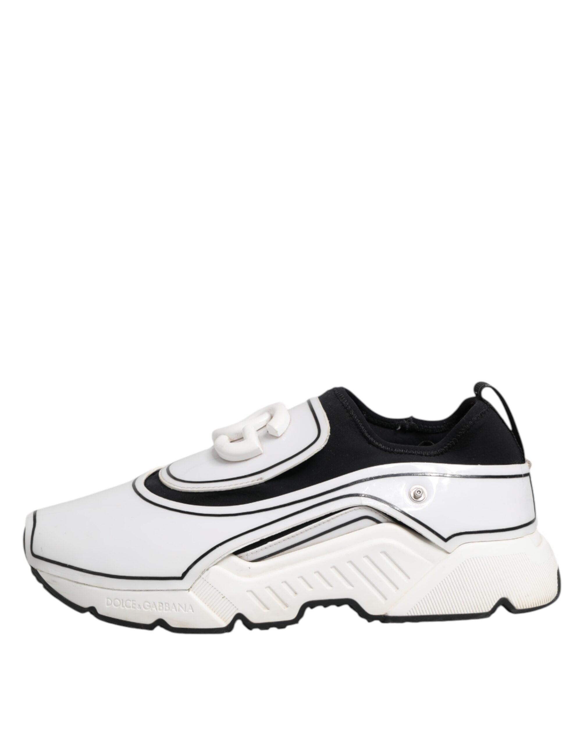 Dolce &amp; Gabbana Hvide Sorte Logo Plaque Daymaster Herre Sneakers Sko
