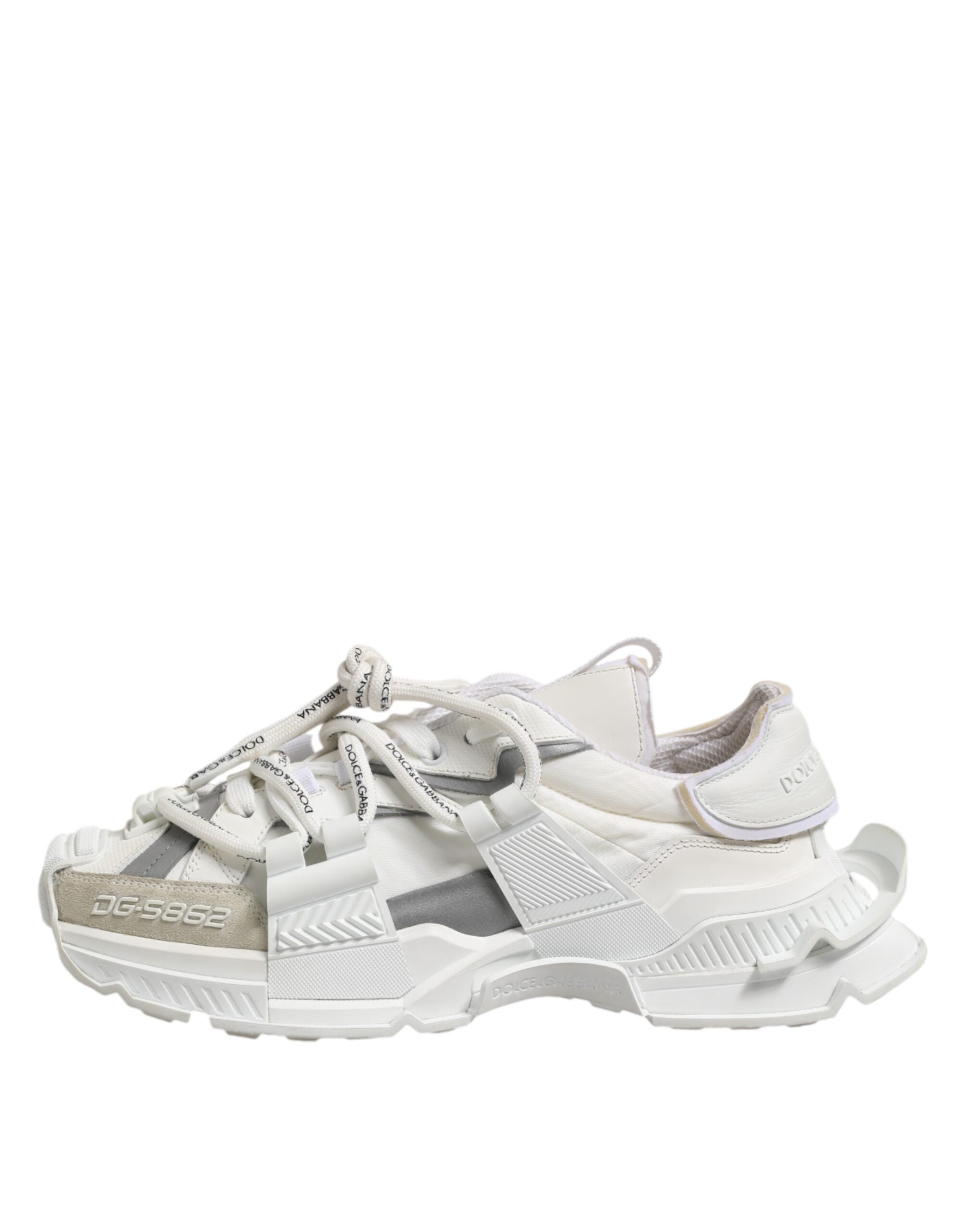 Dolce & Gabbana White Silver Low Top SPACE Men Sneakers Shoes