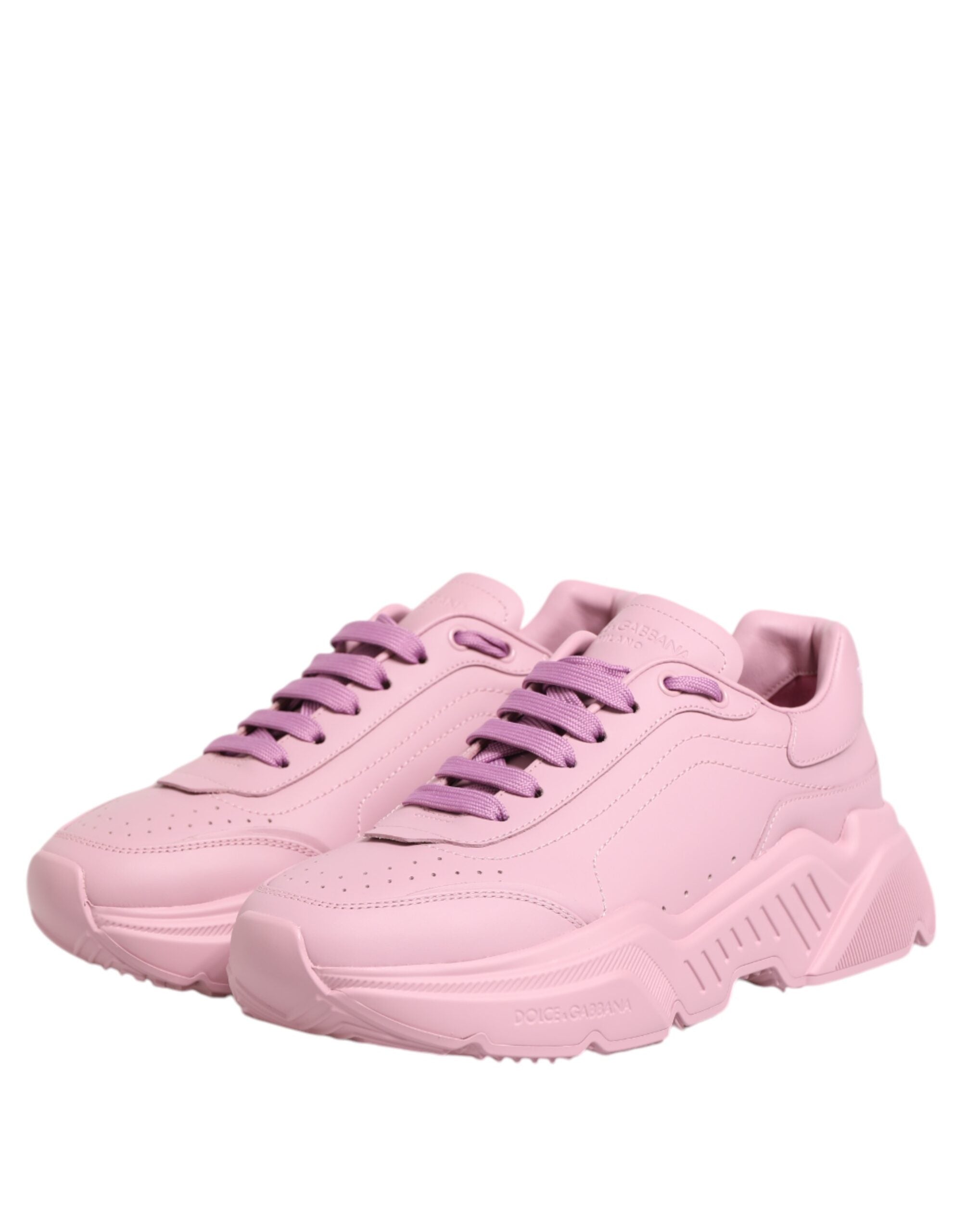 Dolce & Gabbana Pink Leather Daymaster Low Top Sneakers Shoes