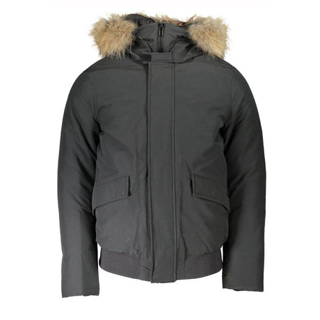 Woolrich Gray Cotton Men Jacket with Hood and Removable Fur - Hilstor