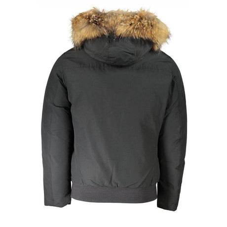 Woolrich Gray Cotton Men Jacket with Hood and Removable Fur - Hilstor