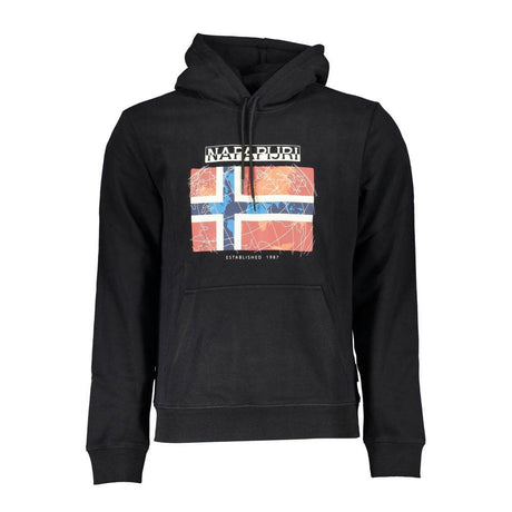 Napapijri Black Cotton Men's Hooded Sweater - Hilstor