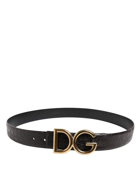 Dolce &amp; Gabbana Sort Eksotisk Læderbælte med DG Logospænde