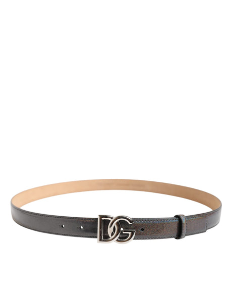 Dolce &amp; Gabbana Metallic Läderbälte Silverfärgat Logotypspänne