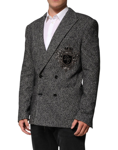 Dolce &amp; Gabbana Sort/Hvid Dobbeltradet Herrejakkesæt Blazer
