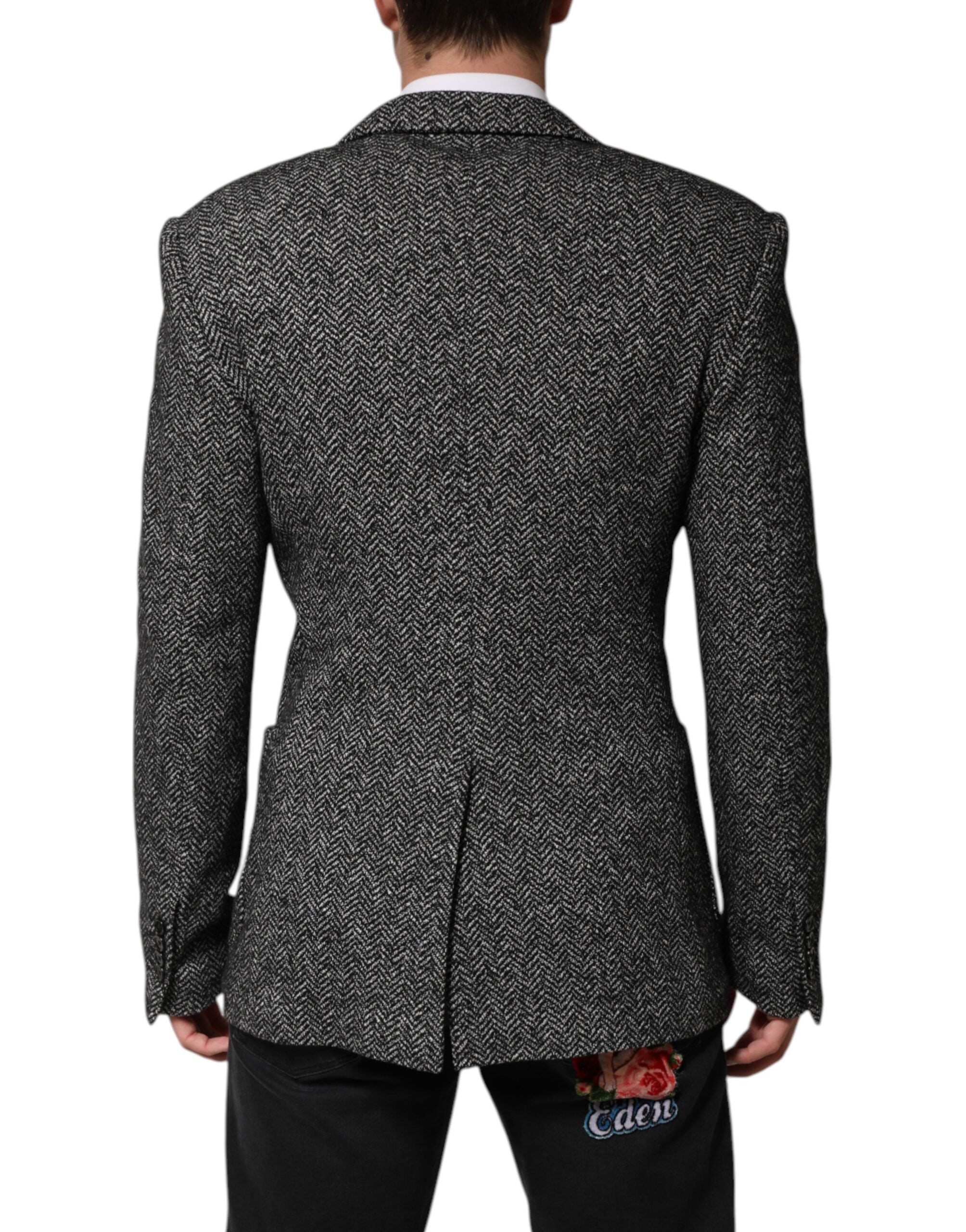 Dolce &amp; Gabbana Sort/Hvid Dobbeltradet Herrejakkesæt Blazer