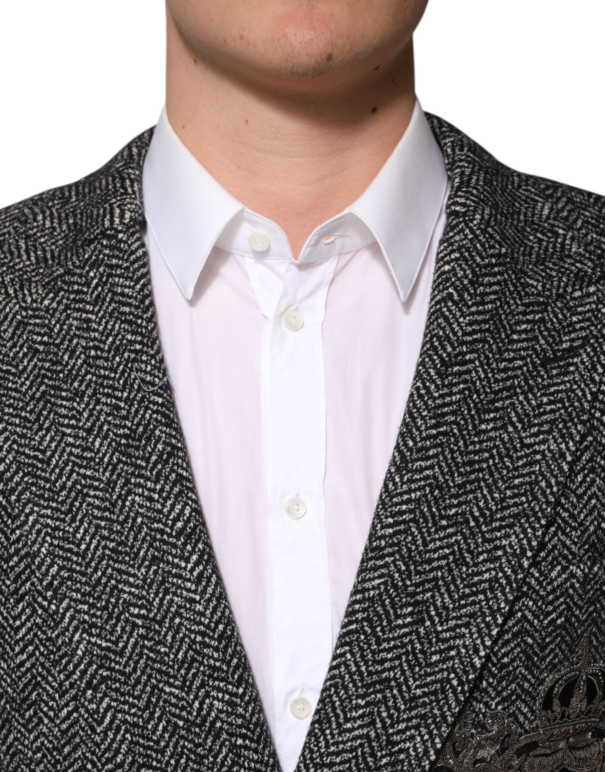 Dolce &amp; Gabbana Sort/Hvid Dobbeltradet Herrejakkesæt Blazer
