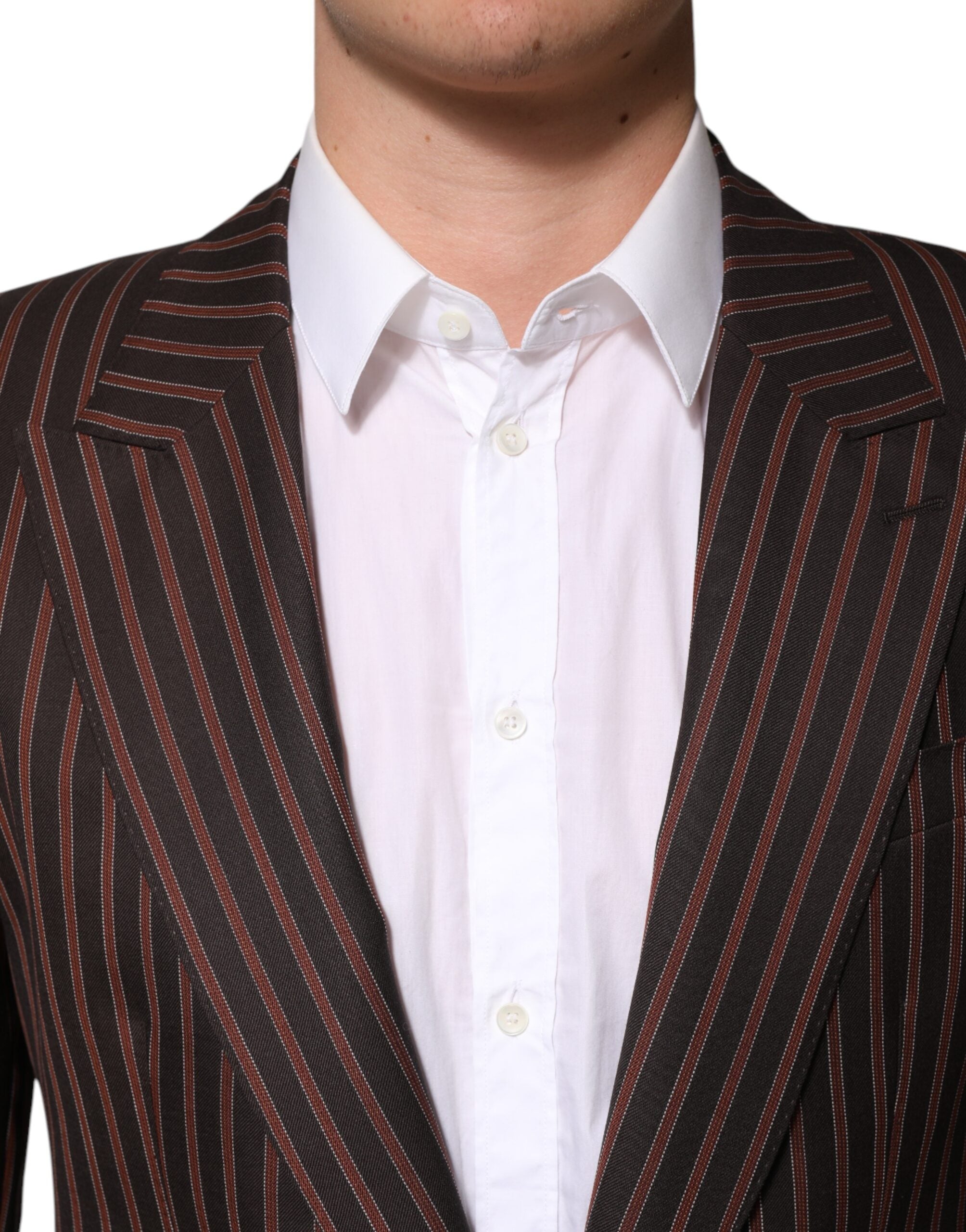 Dolce &amp; Gabbana Sortbrun Stribet Enkeltradet Blazer