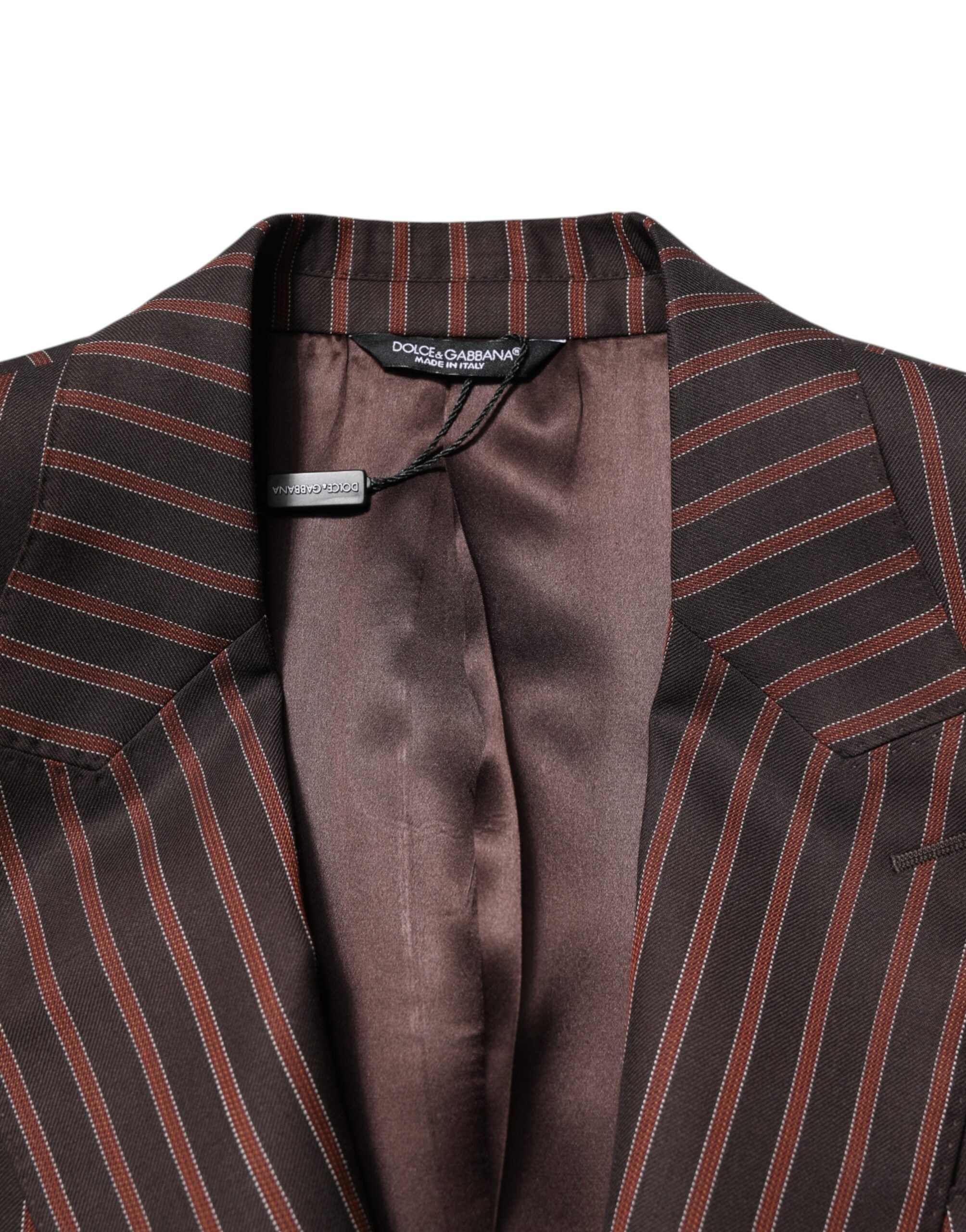 Dolce &amp; Gabbana Sortbrun Stribet Enkeltradet Blazer