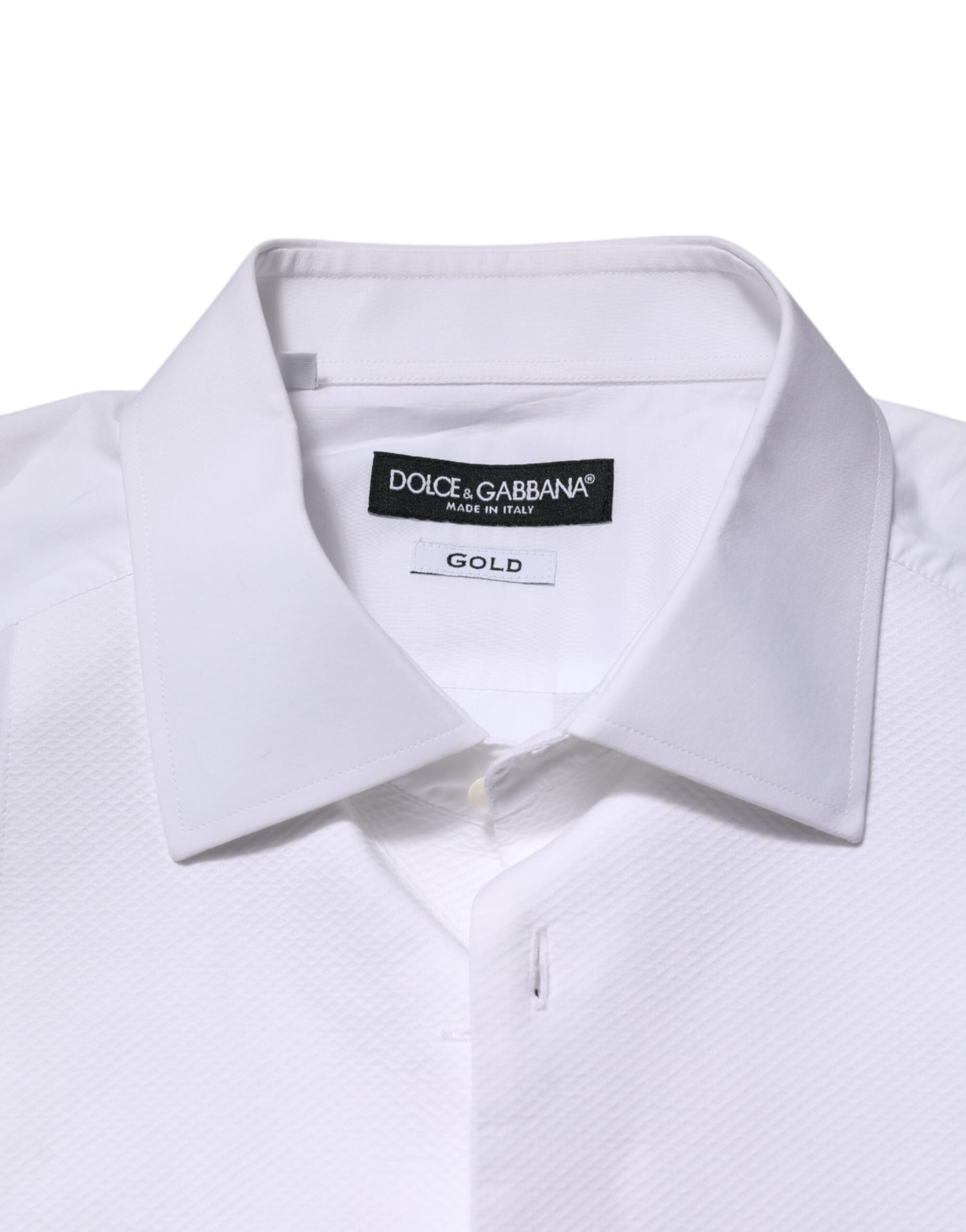 Dolce &amp; Gabbana hvid hagesmæk bomuld poplin GULD Mænd formel skjorte