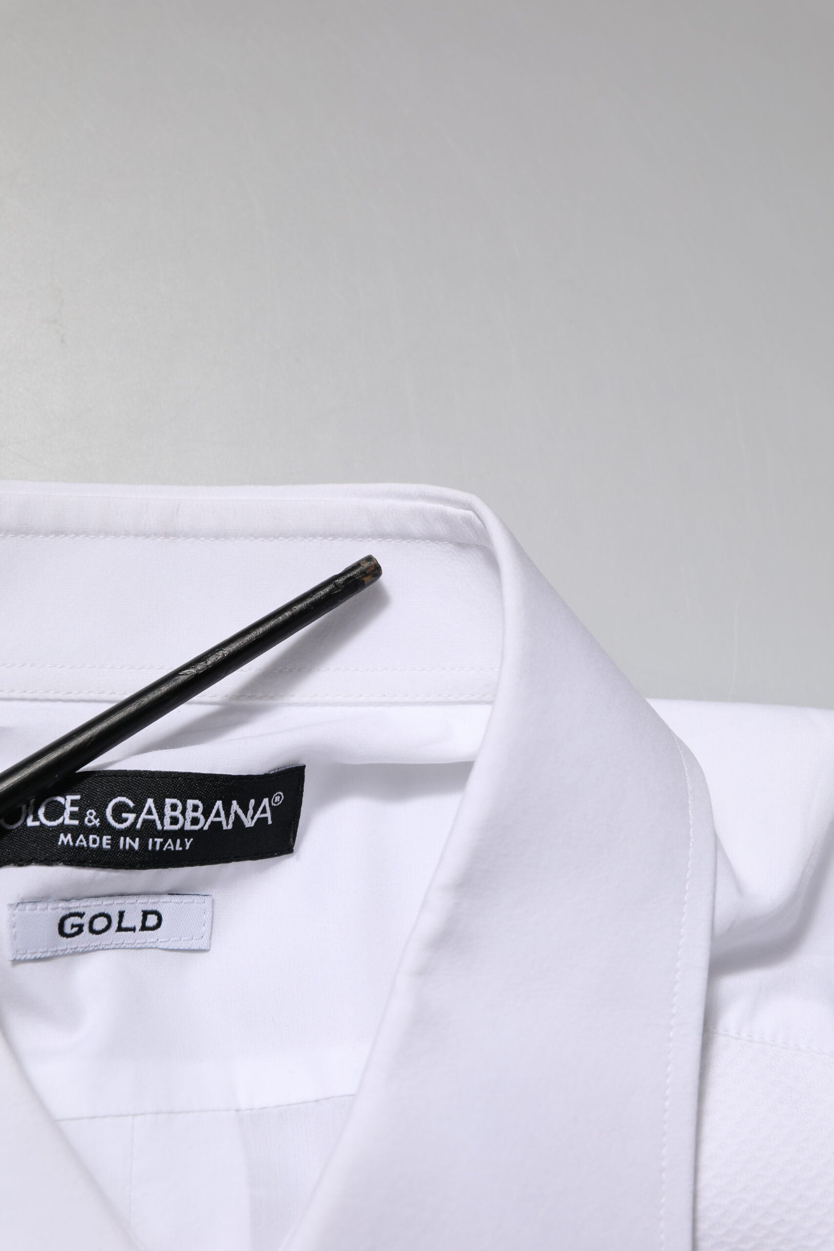 Dolce &amp; Gabbana hvid hagesmæk bomuld poplin GULD Mænd formel skjorte