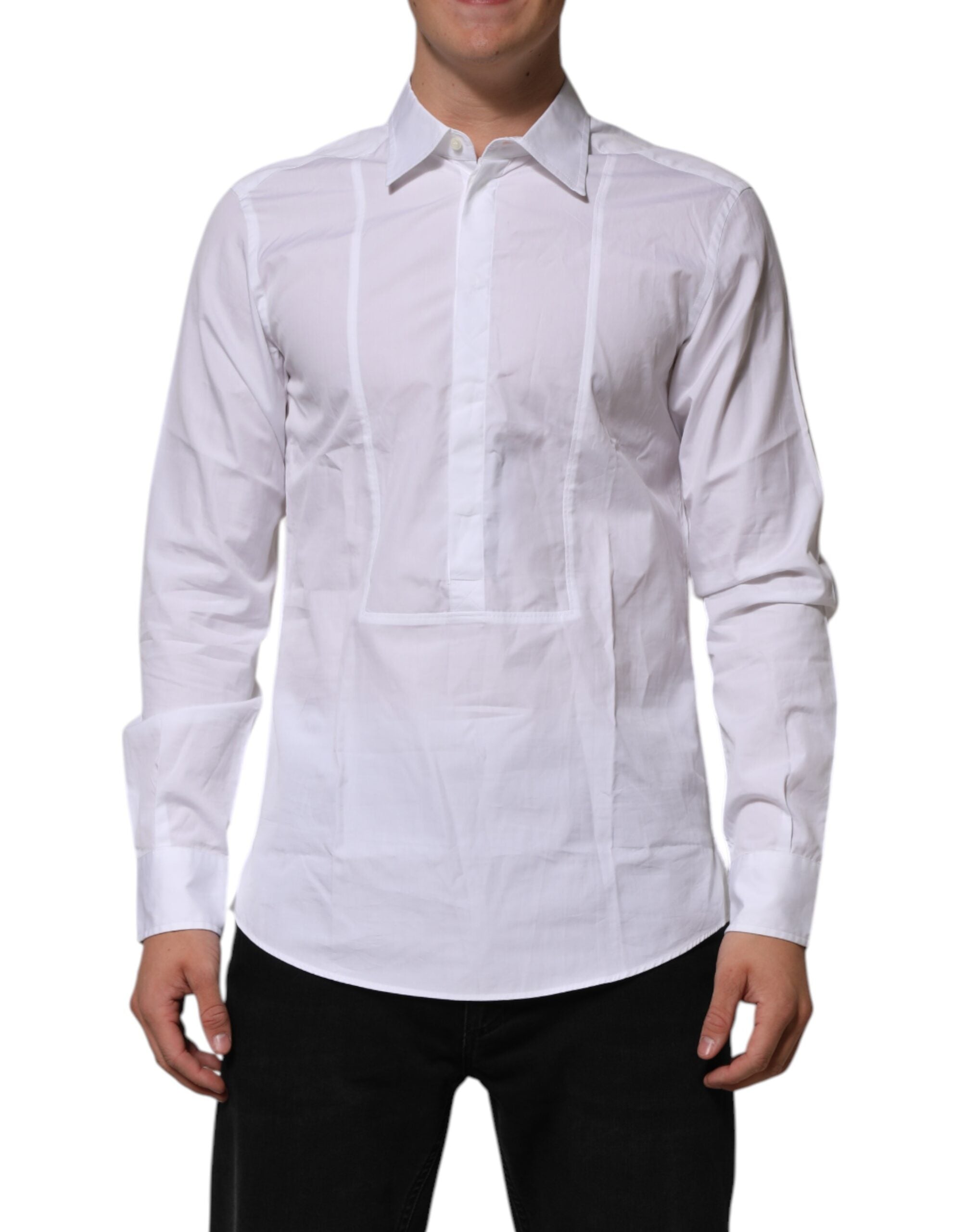 Dolce &amp; Gabbana Hvid Poplin Bomuld Formel Herreskjorte