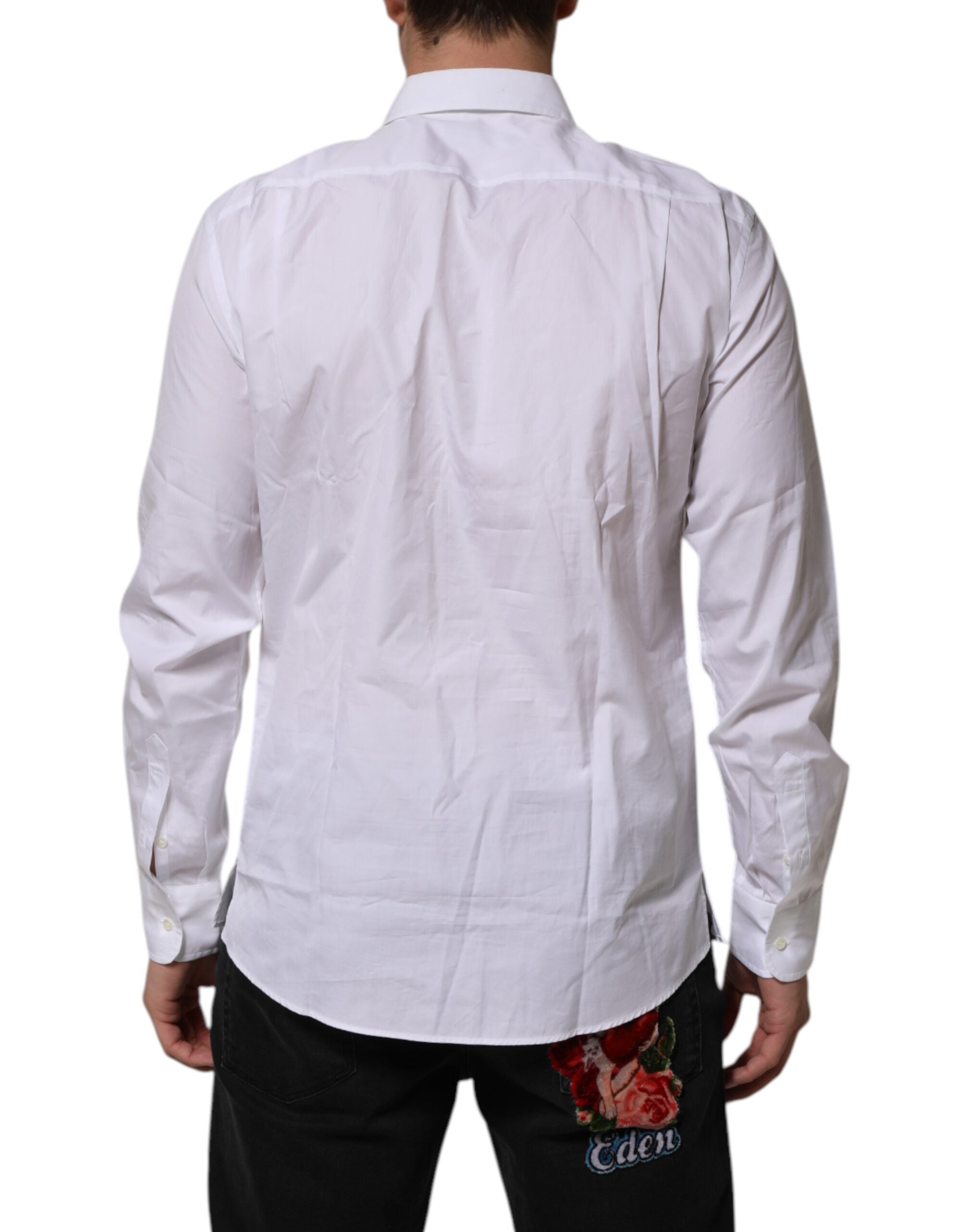 Dolce &amp; Gabbana Hvid Poplin Bomuld Formel Herreskjorte