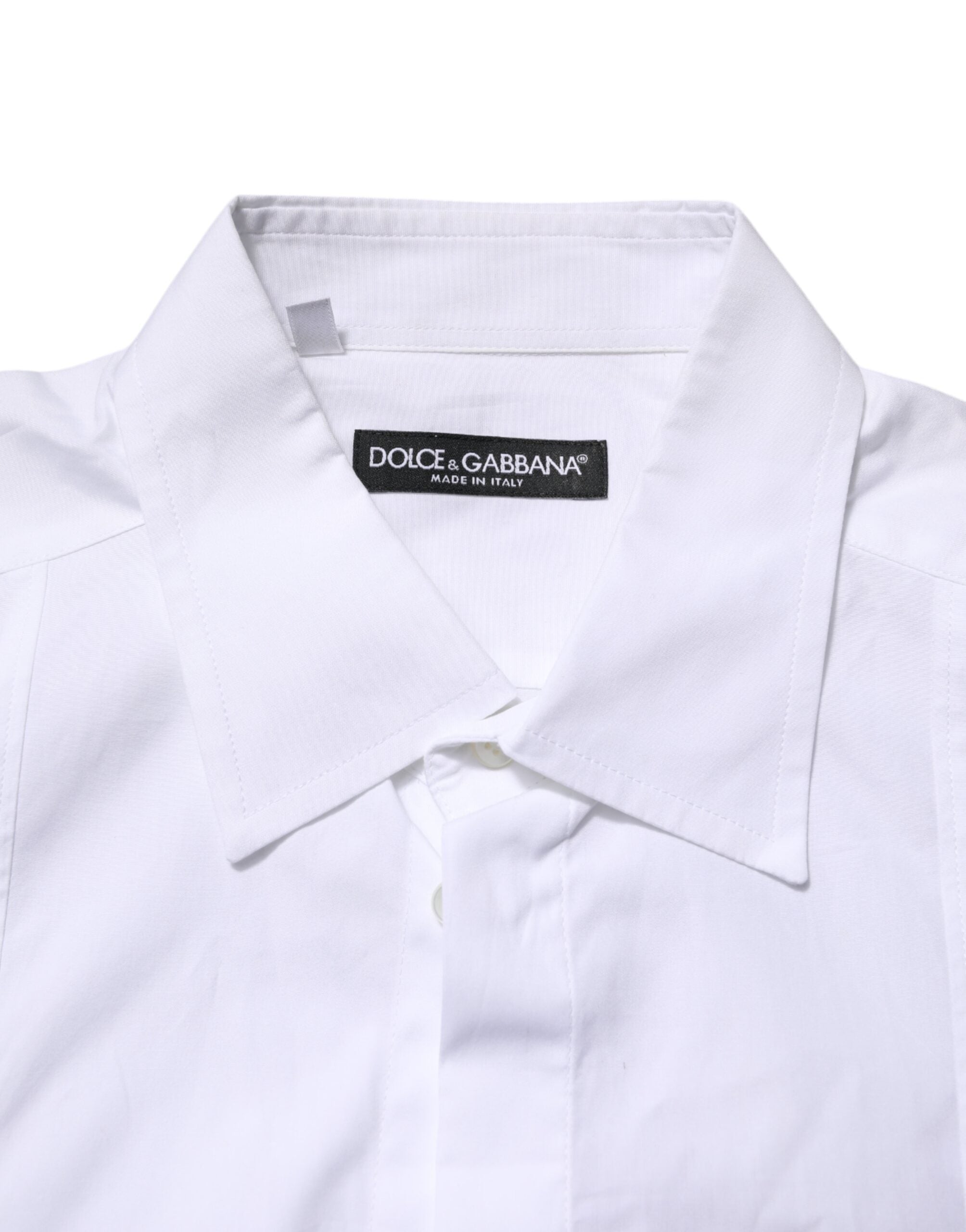 Dolce &amp; Gabbana Hvid Poplin Bomuld Formel Herreskjorte