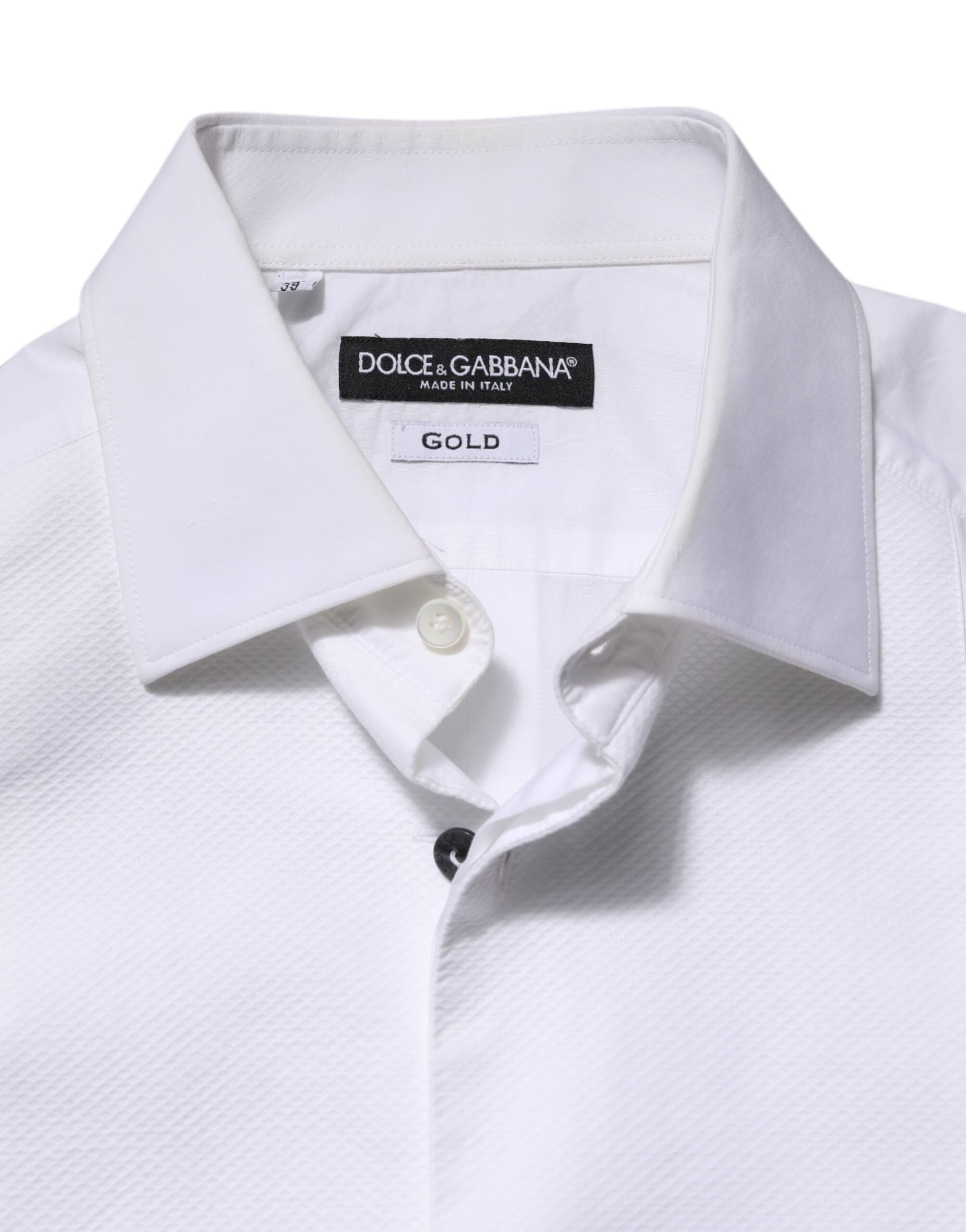 Dolce &amp; Gabbana hvid hagesmæk bomuld poplin GULD Mænd formel skjorte