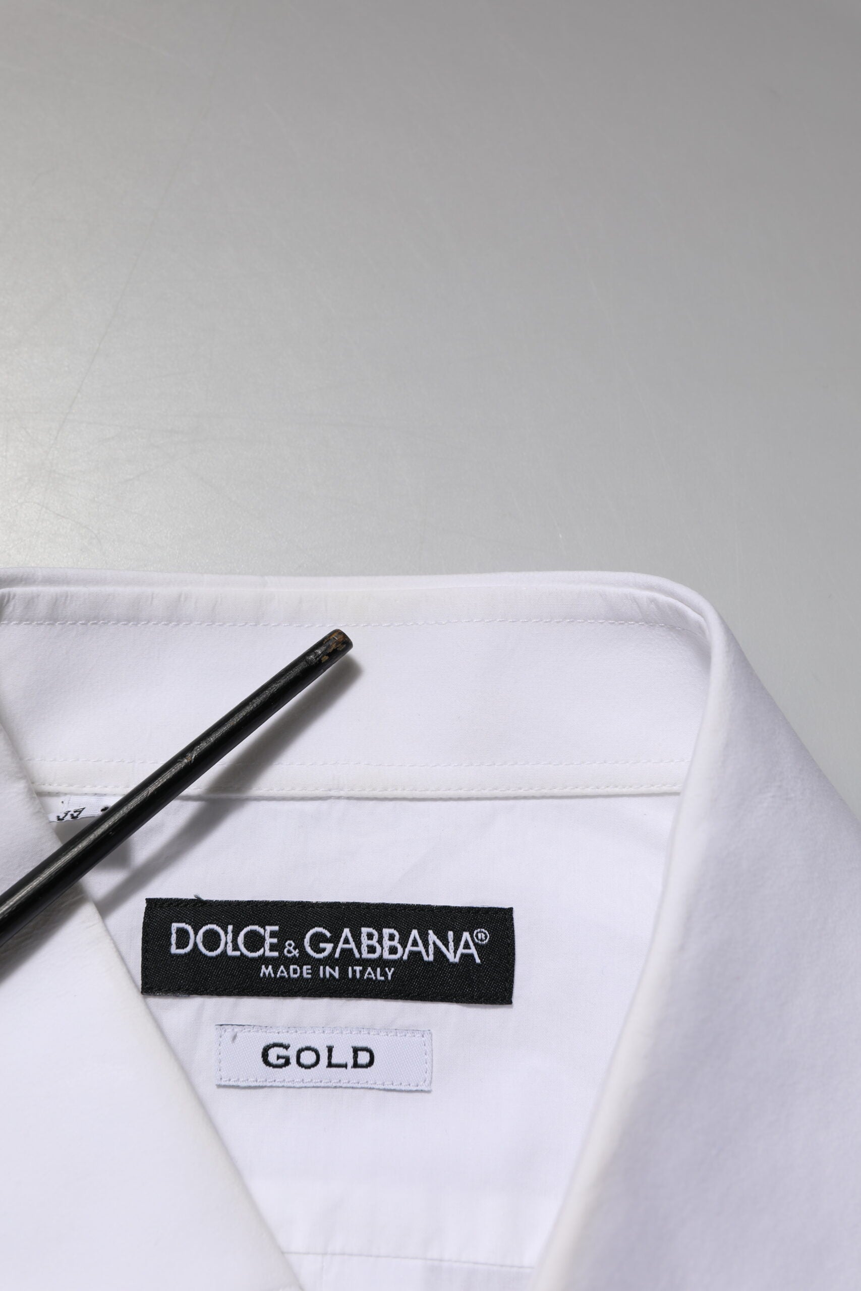 Dolce &amp; Gabbana hvid hagesmæk bomuld poplin GULD Mænd formel skjorte
