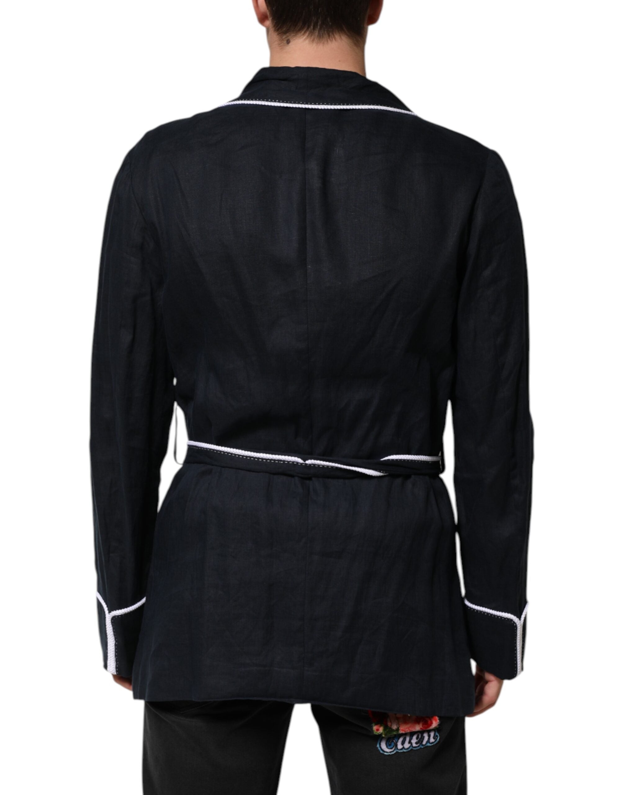 Dolce &amp; Gabbana Mørkeblå DG Broderi Jakke Morgenkåbe Blazer
