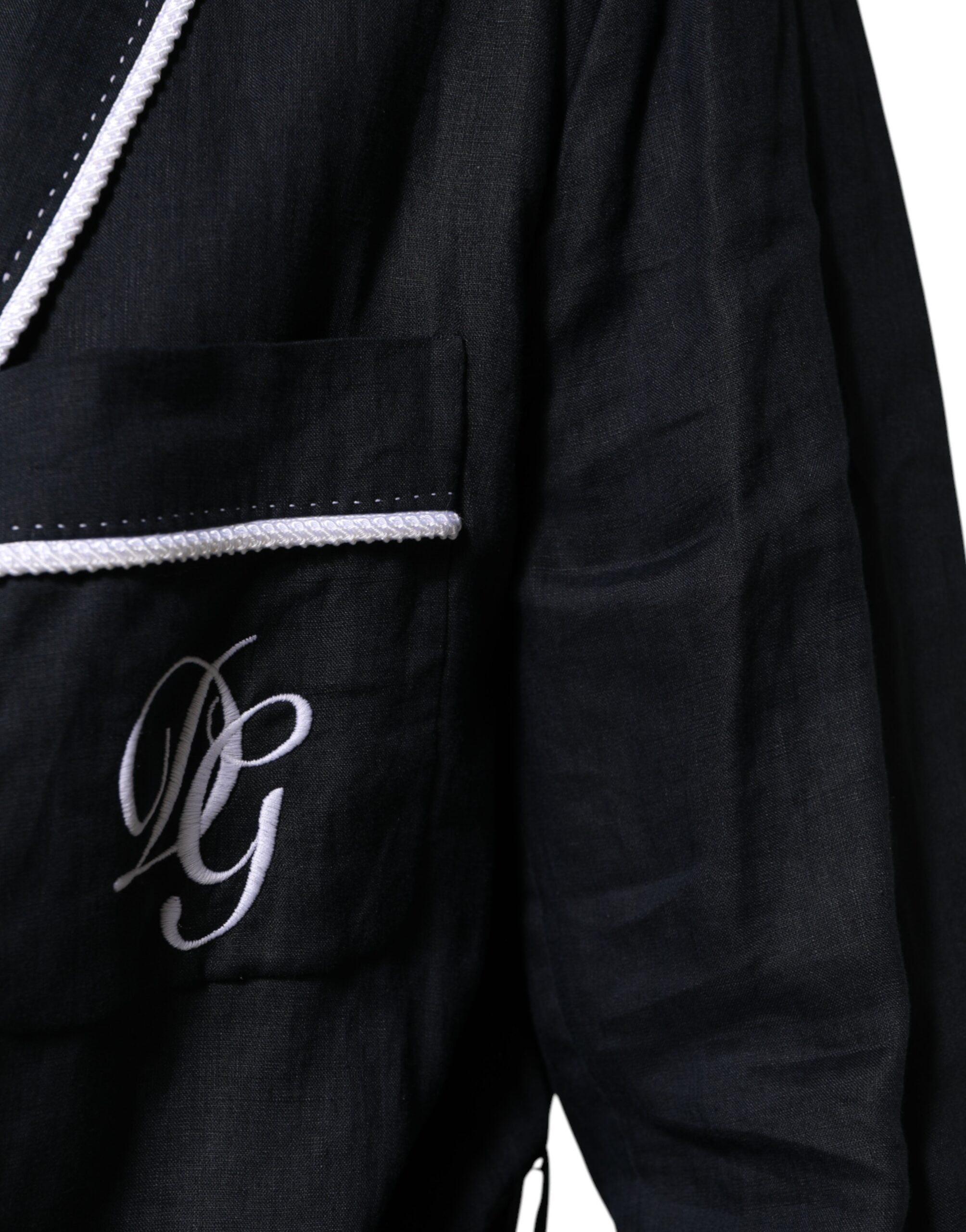Dolce &amp; Gabbana Mørkeblå DG Broderi Jakke Morgenkåbe Blazer