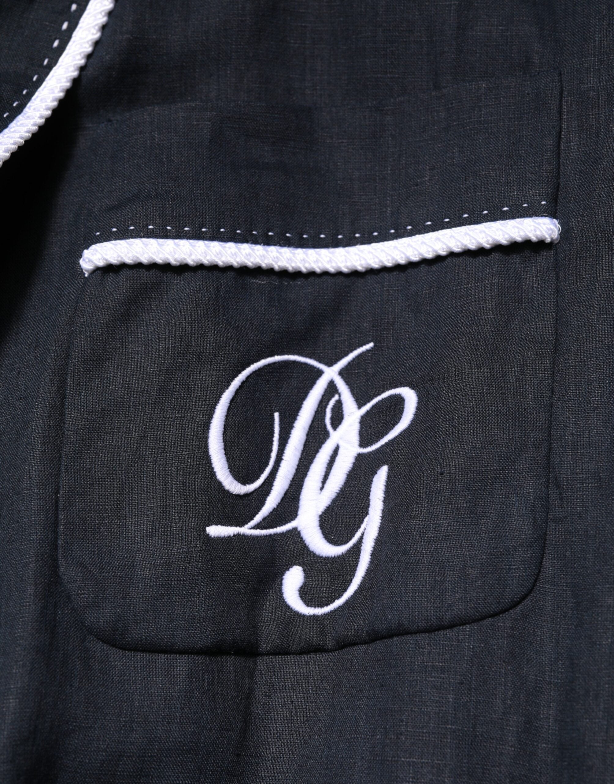 Dolce &amp; Gabbana Mørkeblå DG Broderi Jakke Morgenkåbe Blazer