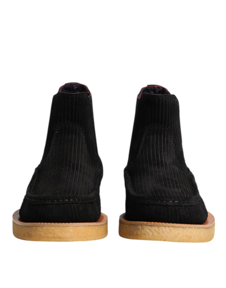 Dolce &amp; Gabbana Sorte Slip-On Ankelstøvler i Kalveskind