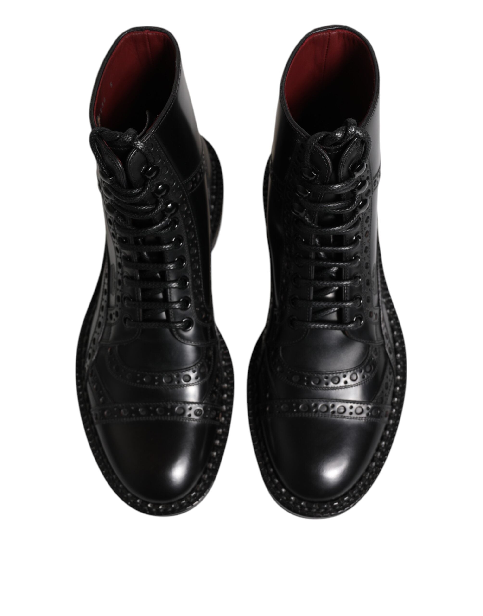 Dolce &amp; Gabbana sort læder snøresko mellem lægstøvler