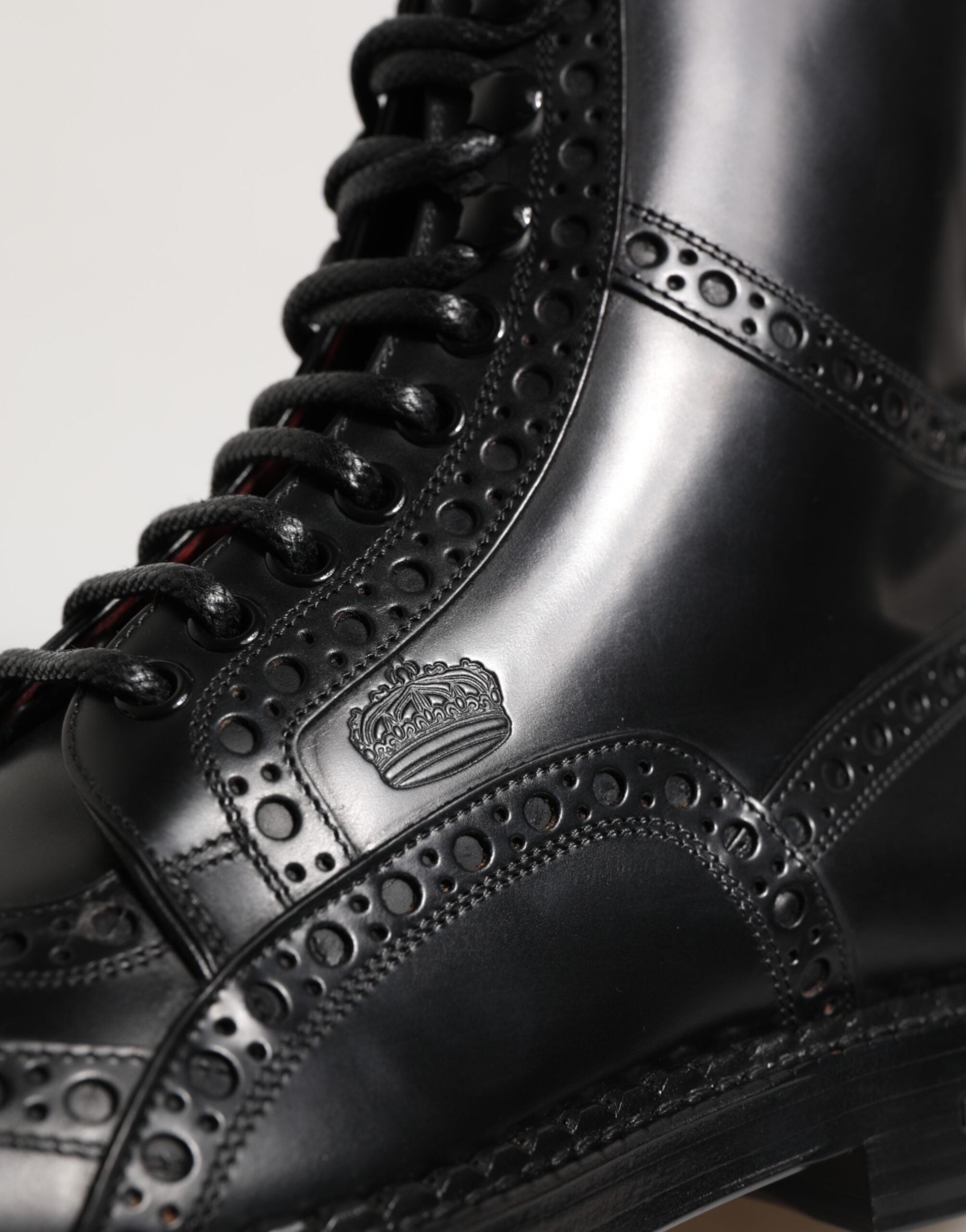 Dolce &amp; Gabbana sort læder snøresko mellem lægstøvler