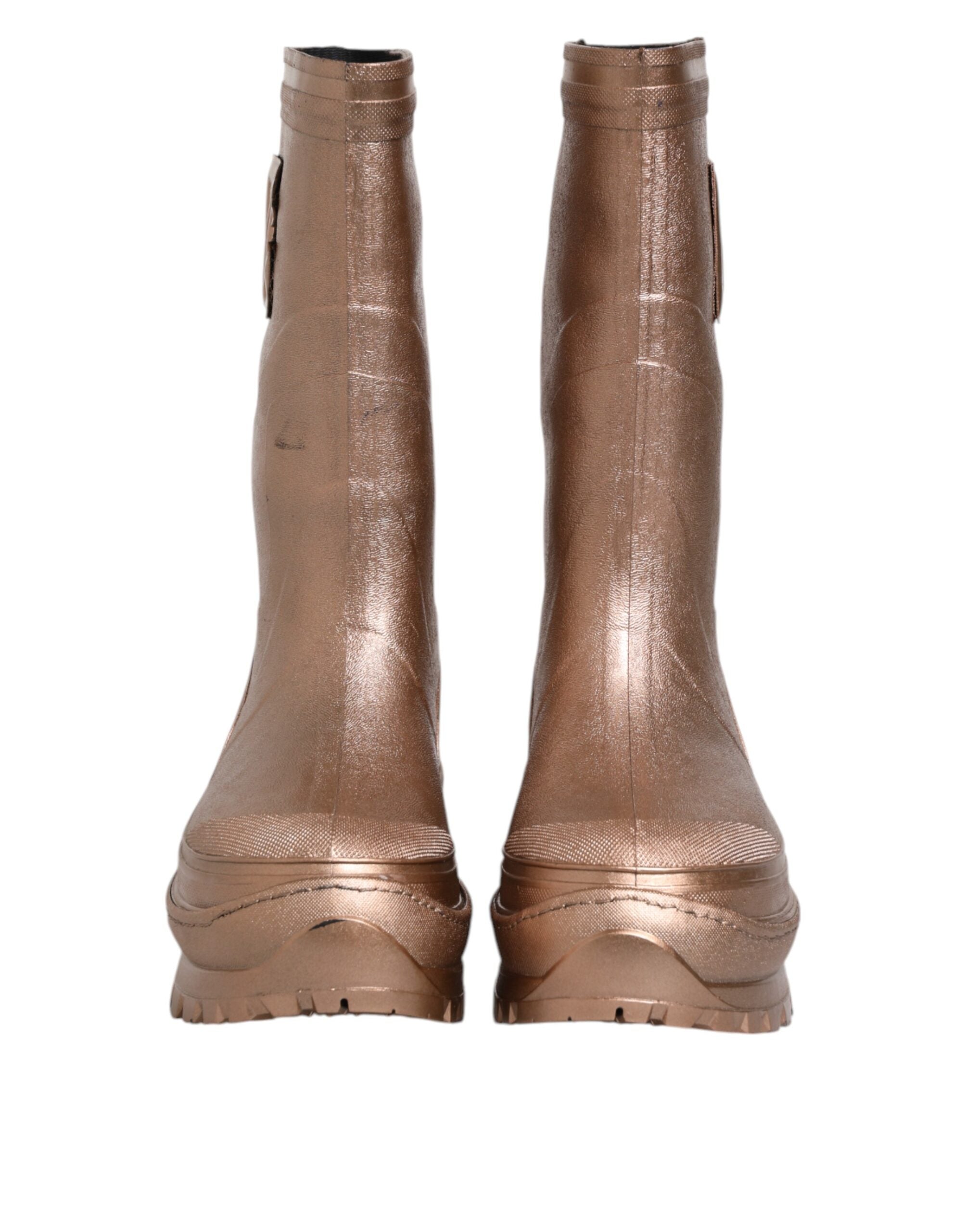 Dolce &amp; Gabbana Metallic Guld Pull On Gummistøvler Sko