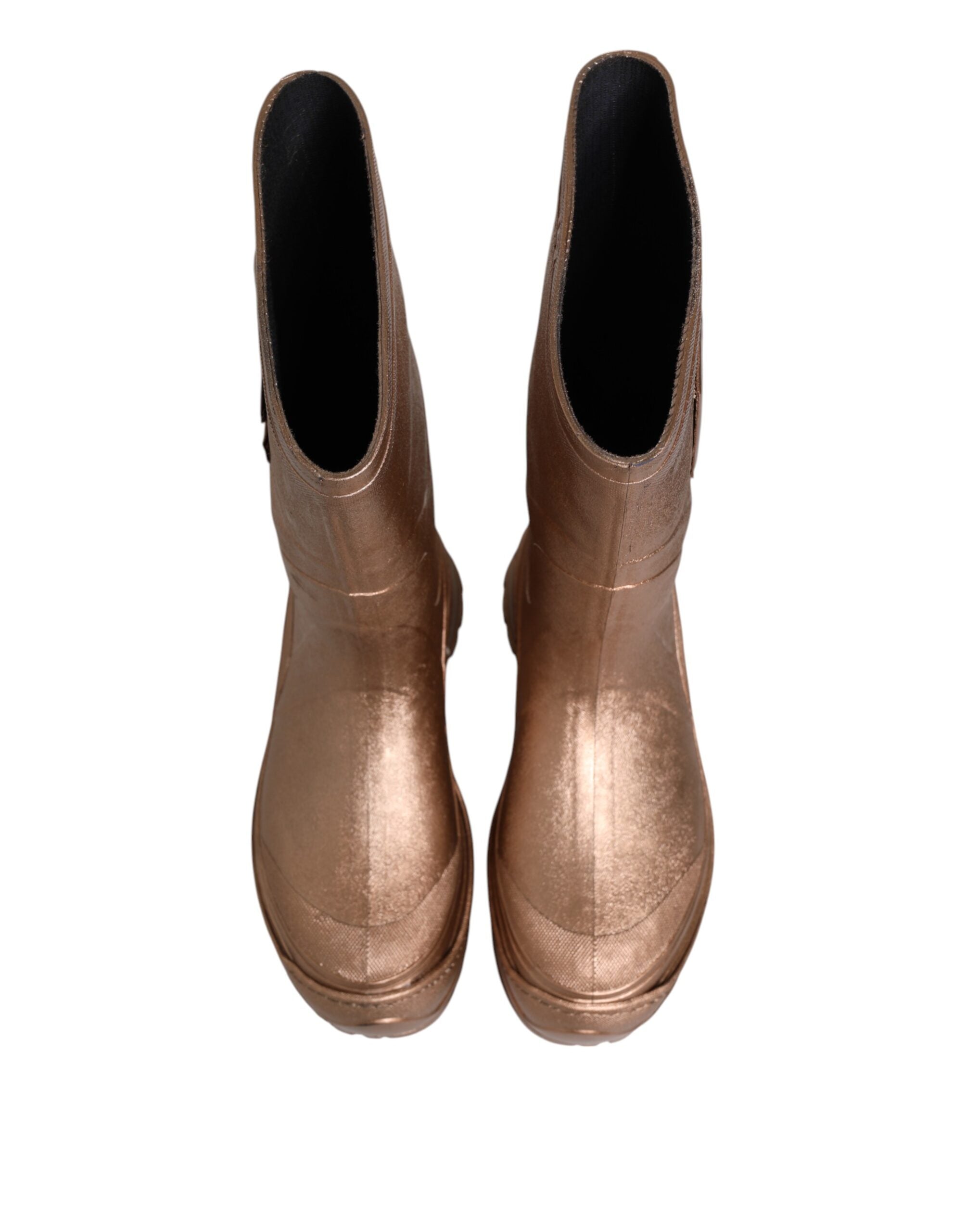 Dolce &amp; Gabbana Metallic Guld Pull On Gummistøvler Sko