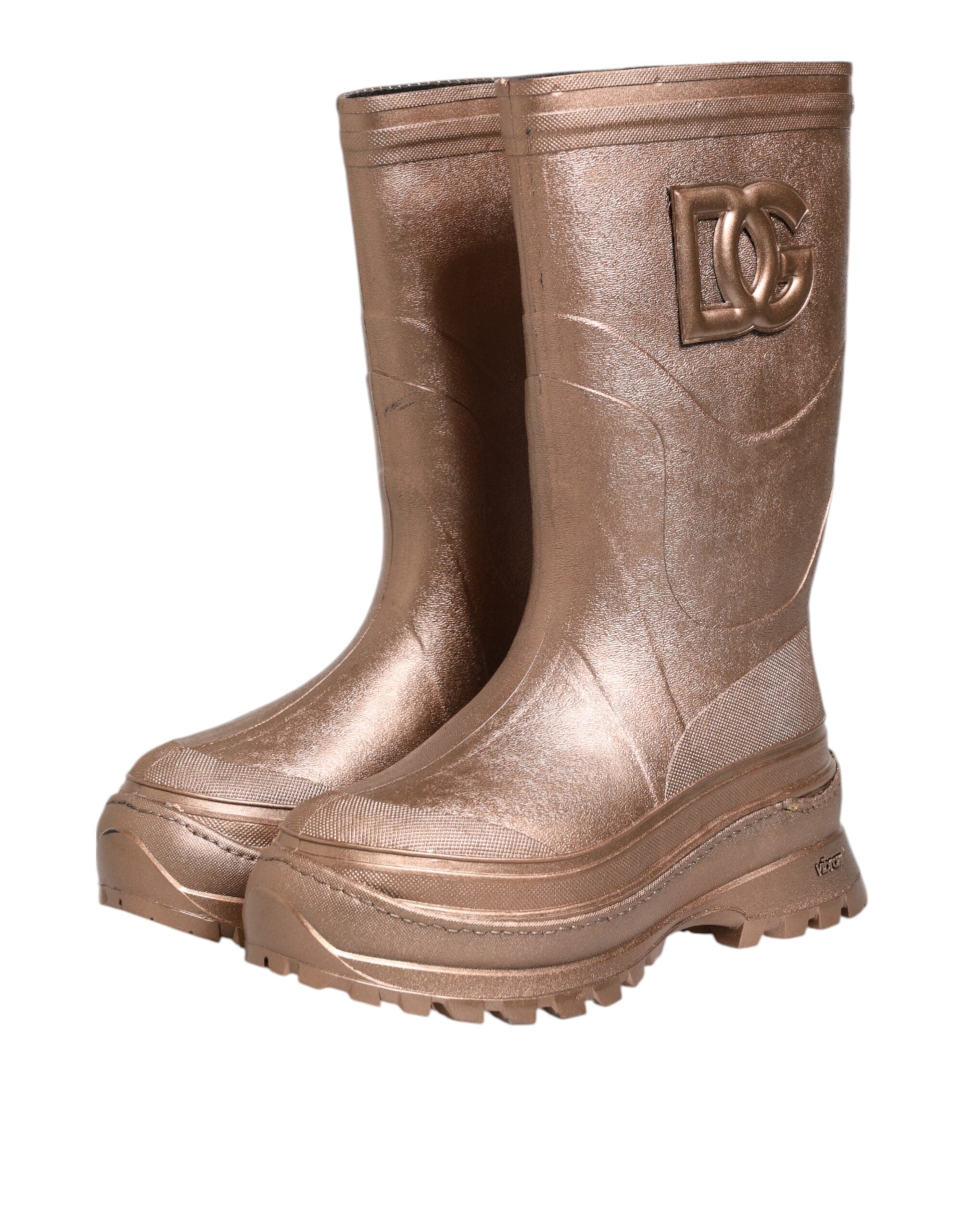 Dolce &amp; Gabbana Metallic Guld Pull On Gummistøvler Sko