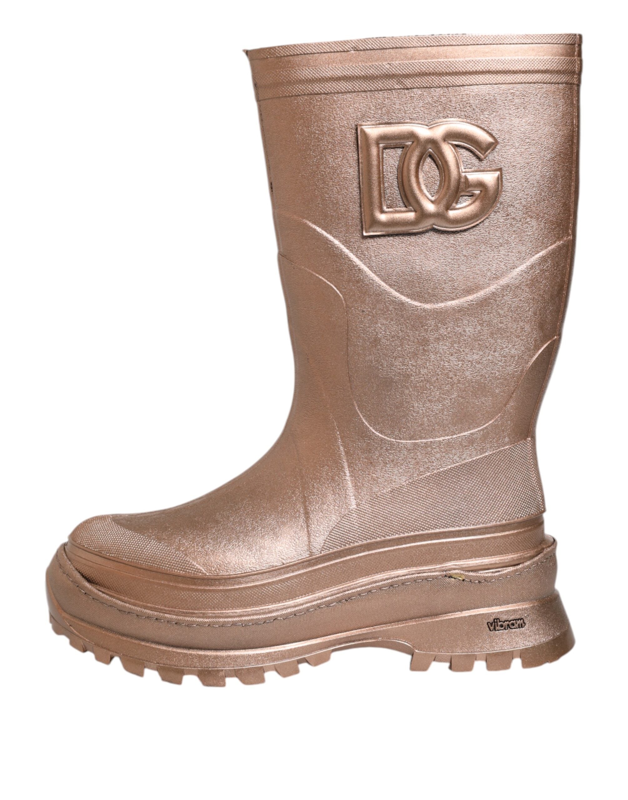 Dolce &amp; Gabbana Metallic Guld Pull On Gummistøvler Sko