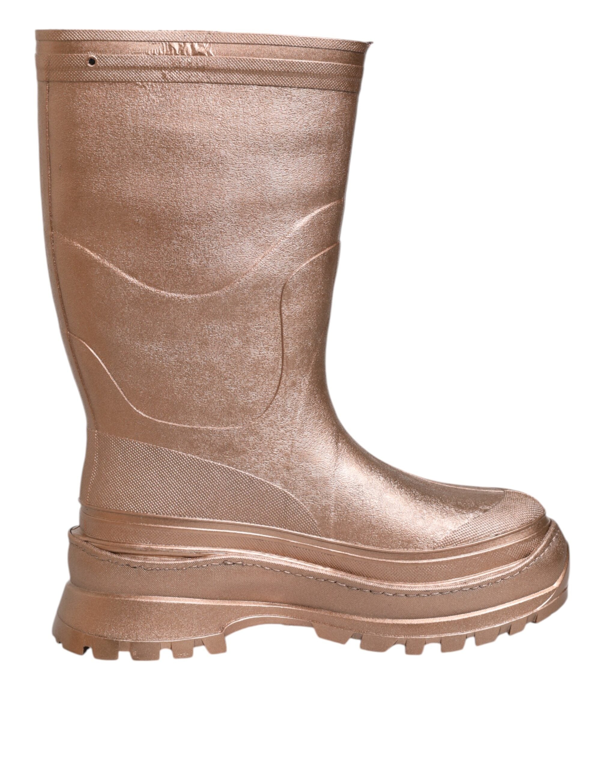 Dolce &amp; Gabbana Metallic Guld Pull On Gummistøvler Sko